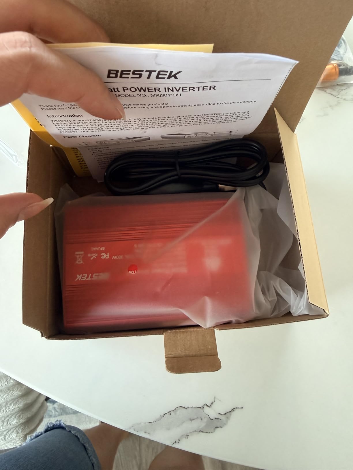 BESTEK Power Inverter DC 12-17V to AC 110V - 300W Car Plug Adapter Outlet | 4.8A Dual USB Fast Charging Port, Vehicle Charger Cigarette Lighter Adapter for Phone, Laptop on Road Trip - Aluminum Housing customer photo 1