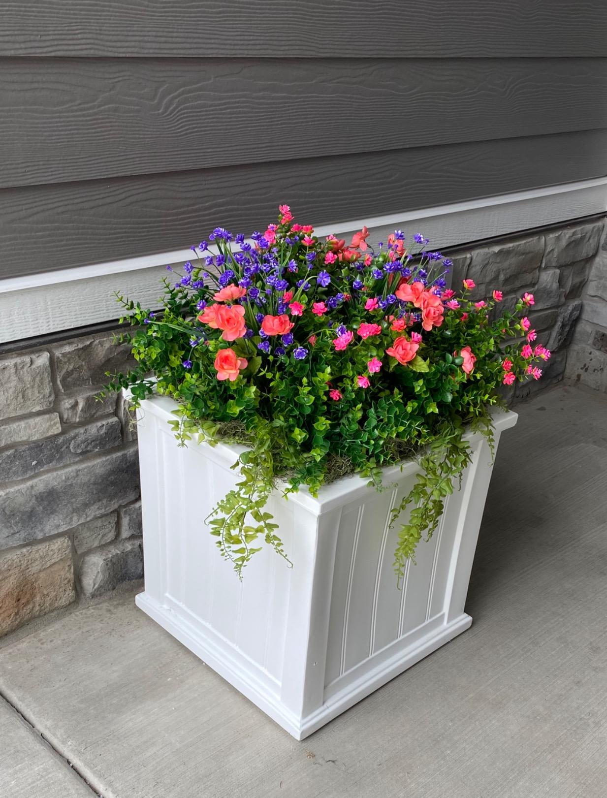 Mayne 4838-W Cape Cod 20x20 Square Polyethylene Planter, 20