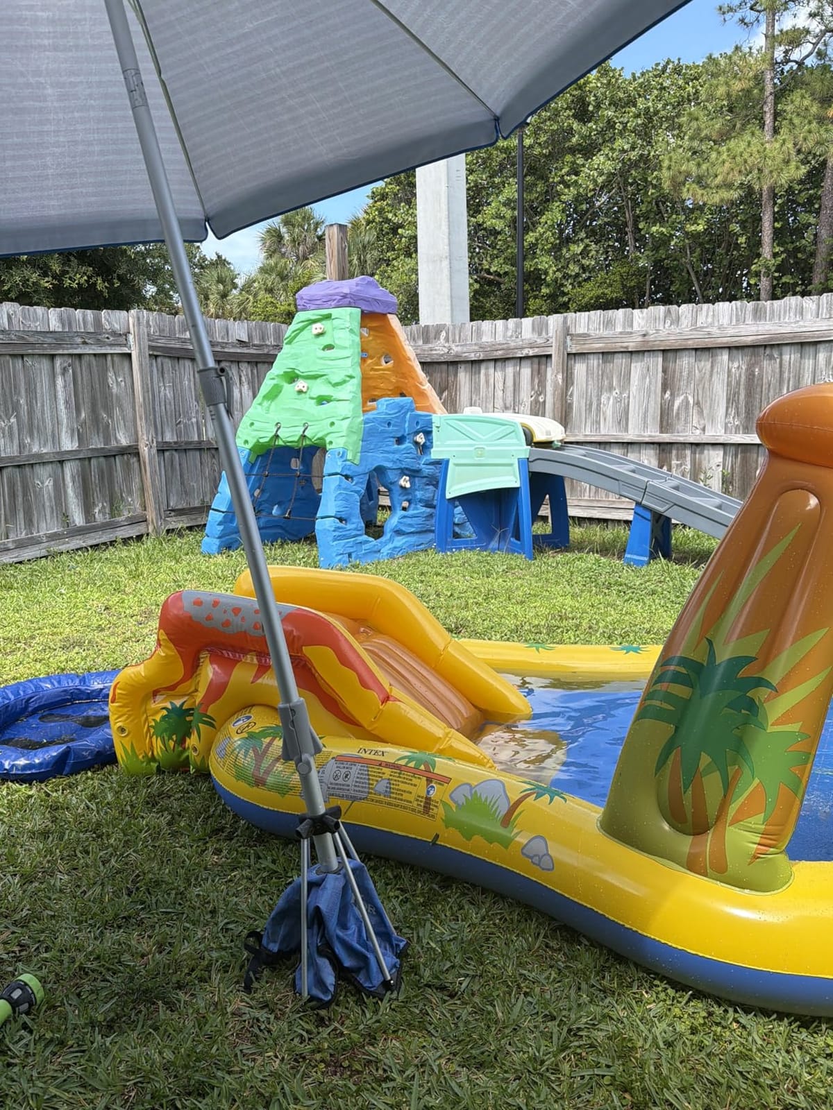 Intex Inflatable Dinosaur Play Center Outdoor Playhouse Inflatable Water Park with Kid Pool Slide, Water Sprayer, Waterfall, and 6 Balls, Multicolor customer photo 1