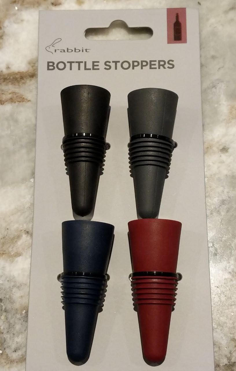Rabbit W6121 Bottle Stoppers Set of 4, Multicolor Wine Bottle Caps to Preserve Freshness, Stylish and Durable, Perfect for Parties and Gifts customer photo 1