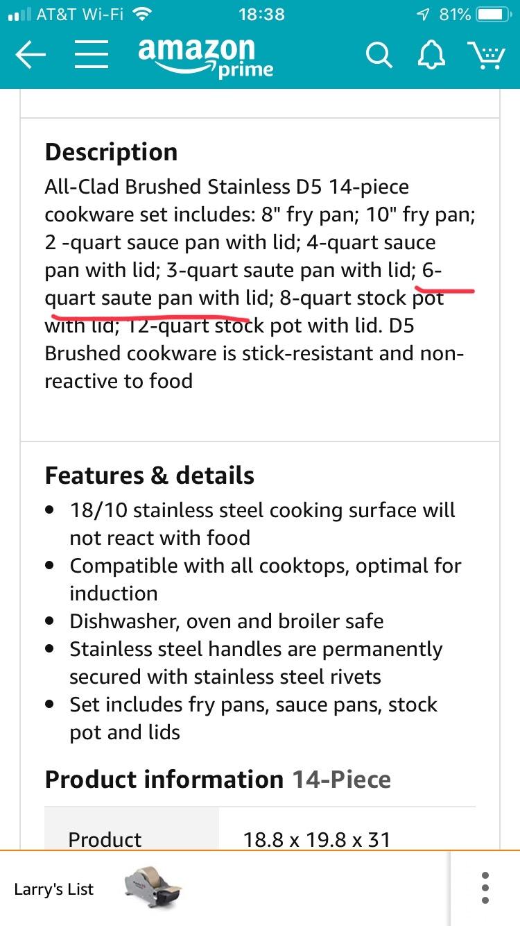 All-Clad D5 Stainless Steel 5-Piece Cooking Set, Made in the USA - The Upgrade for Supremely Even Heat, Professional, Brushed Stainless Steel, Induction Compatible, Oven Safe up to 600F customer photo 1