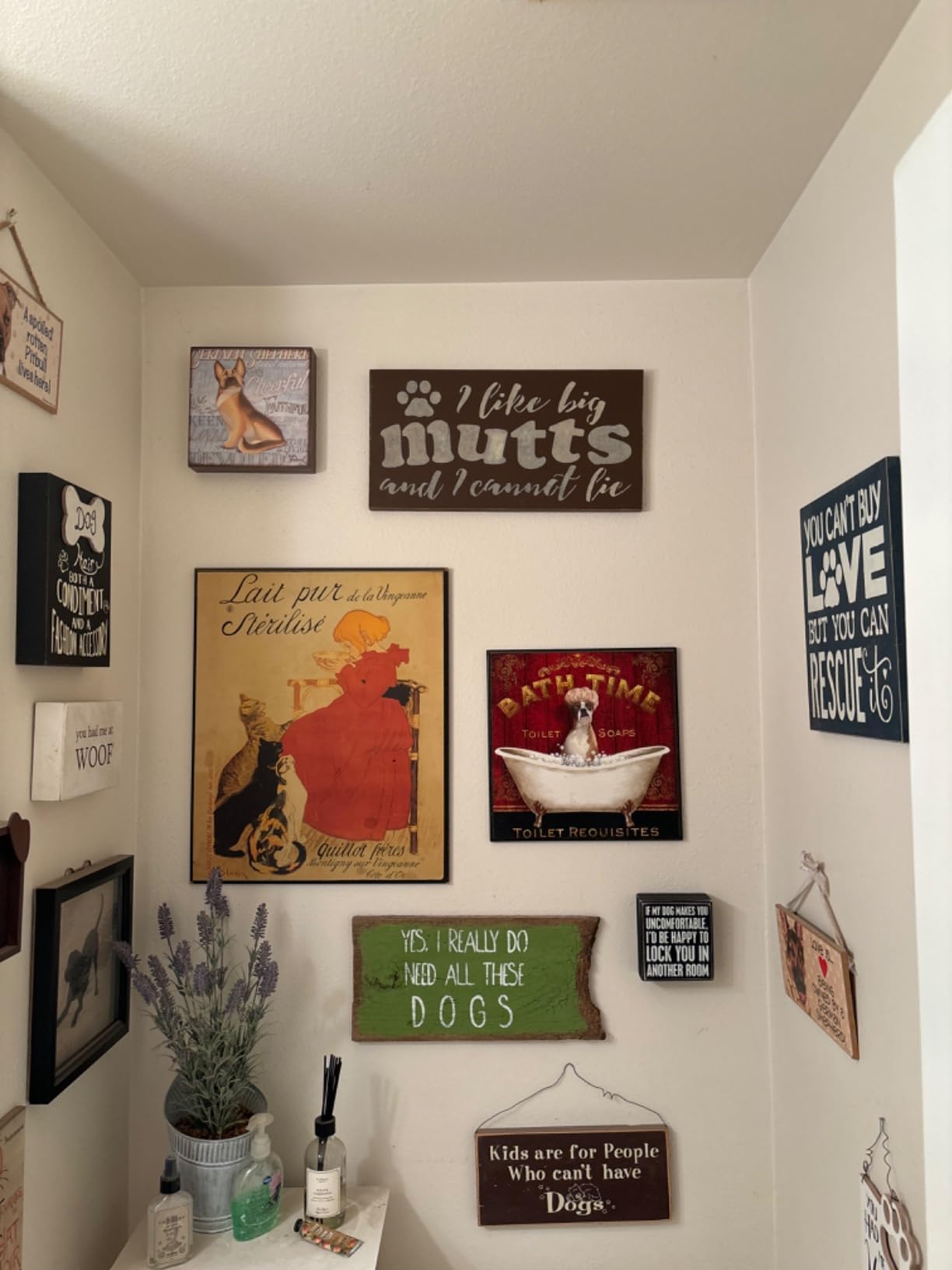Primitives by Kathy Rustic Wooden Decor Sign - 'Dogs Welcome, People Tolerated' - Office/Farmhouse Decor, Dog Lovers Gift, 5 inches customer photo 1