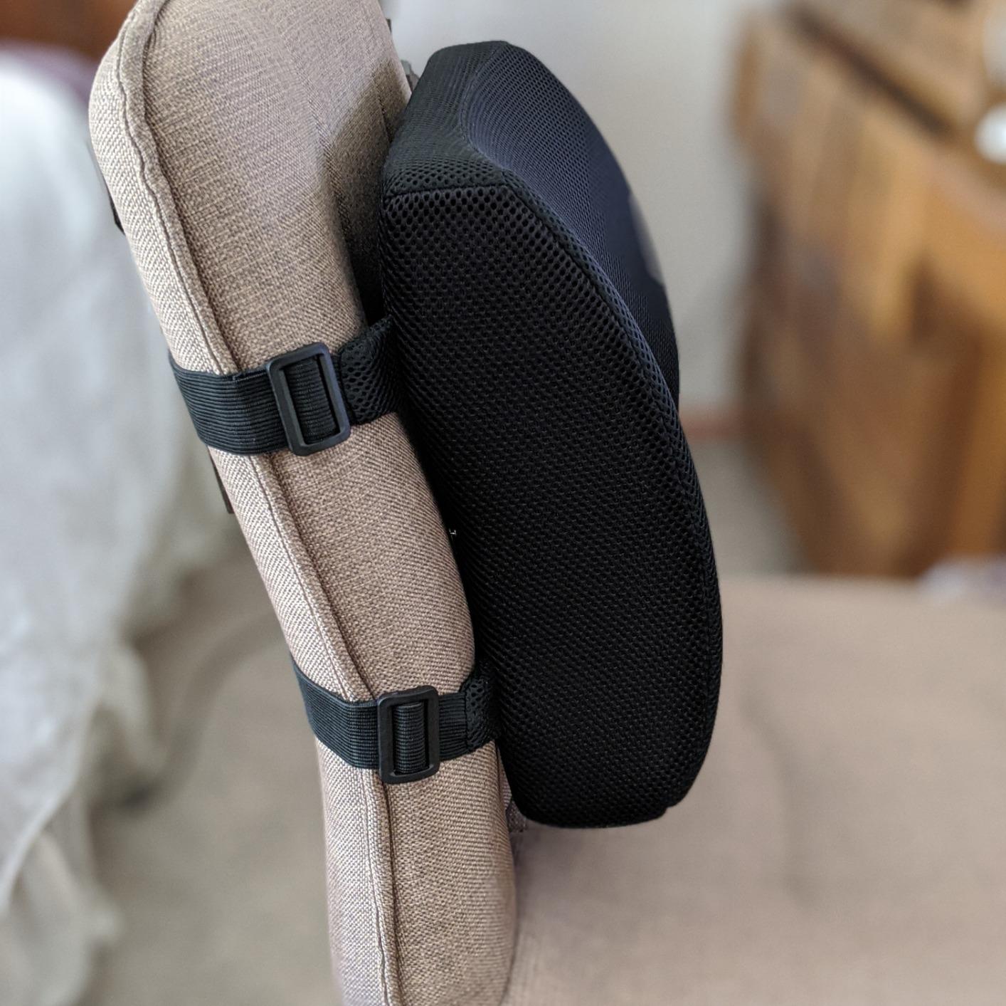 Lumbar Pillow for Chair and Car, Back Support for Office, Memory Foam Cushion with Mesh Cover - Black customer photo 2