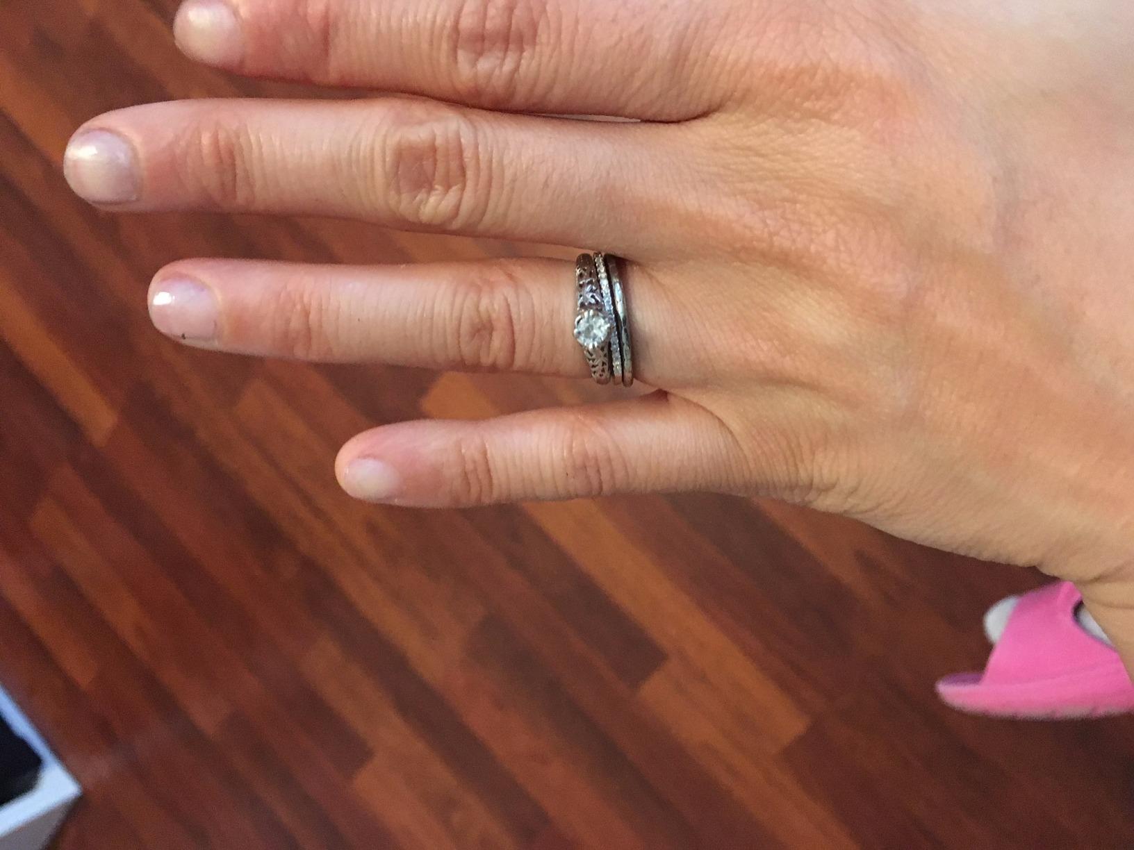 Dazzlingrock Collection 0.08 Cttw Womens Diamond Wedding Band - Real Round Natural White Diamond Minimalist Thin Stackable Ring for Her in 10K Solid Gold customer photo 2