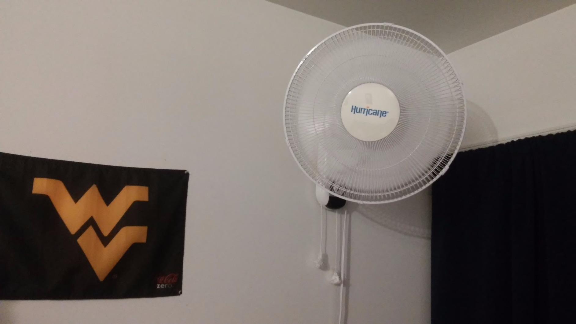 Hurricane Classic Oscillating Wall Mount Fan w/ 3 Quite Speeds, White, 16