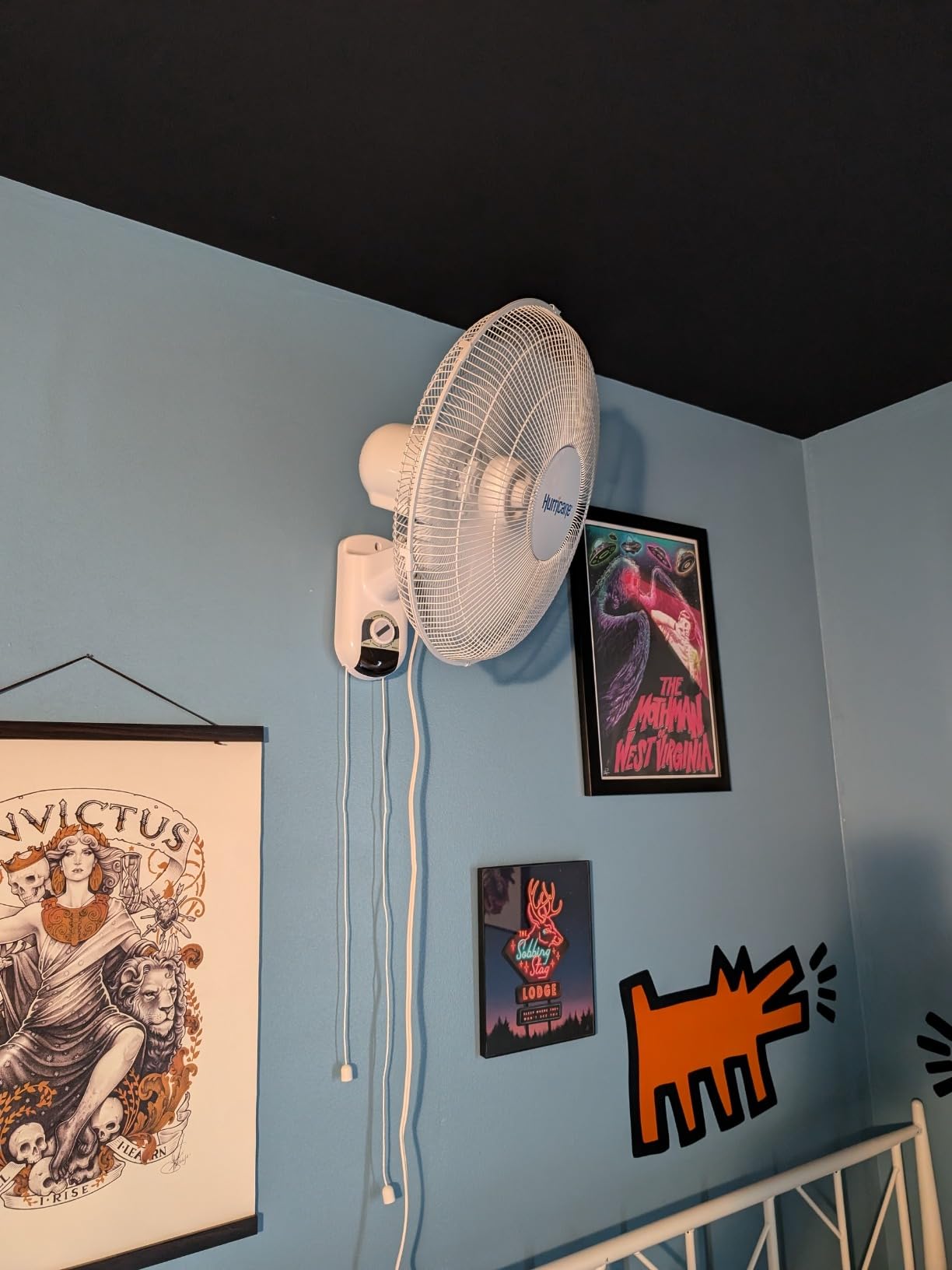 Hurricane Classic Oscillating Wall Mount Fan w/ 3 Quite Speeds, White, 16
