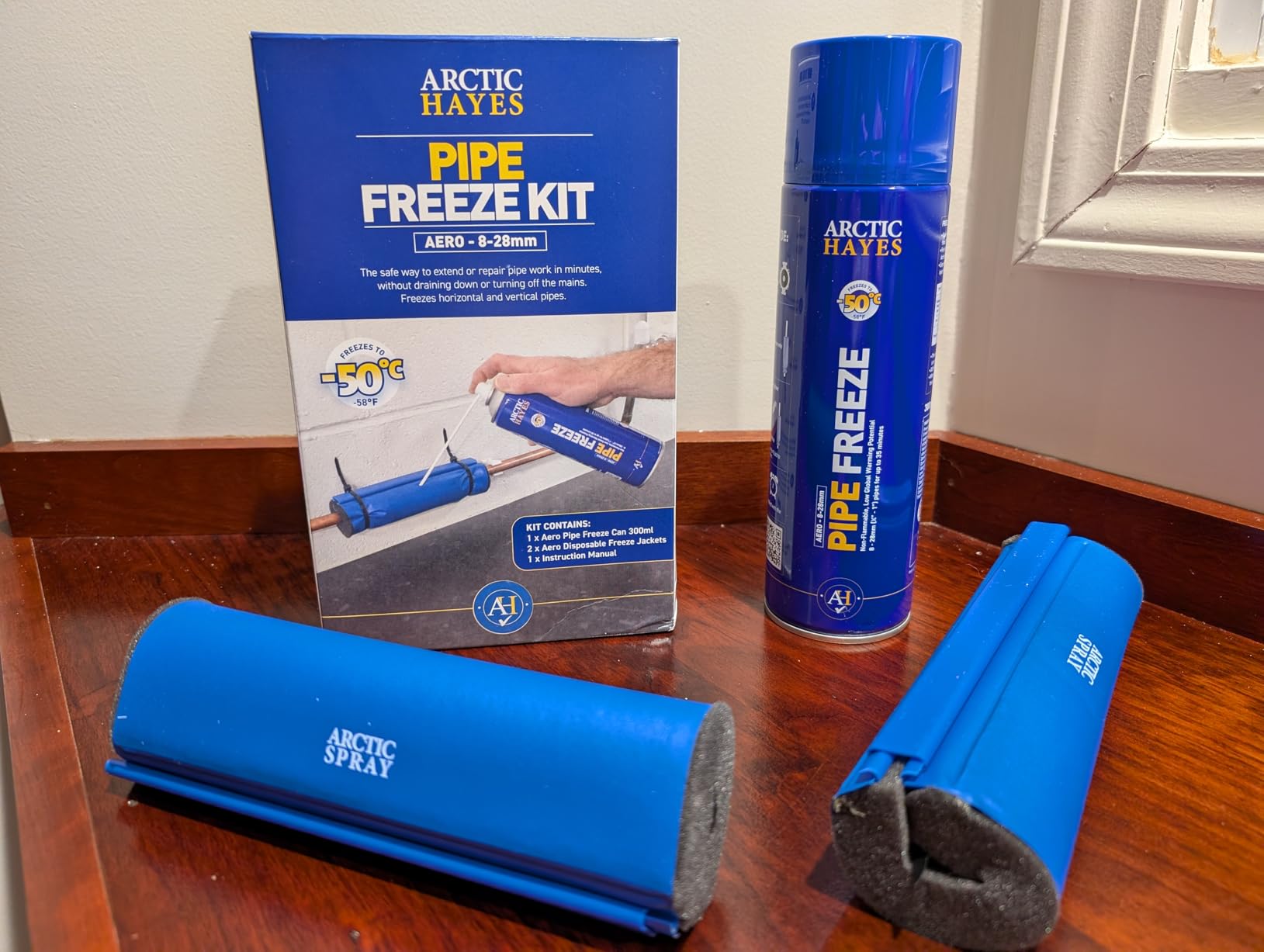 Arctic Hayes ZEK2 Aero Disposable Pipe Freeze Kit with 2 Freezing Jackets for Plumbing Installation, Repair & Maintenance. Freezes Plastic & Metal Pipes (8-28mm Diameter), Blue customer photo 2