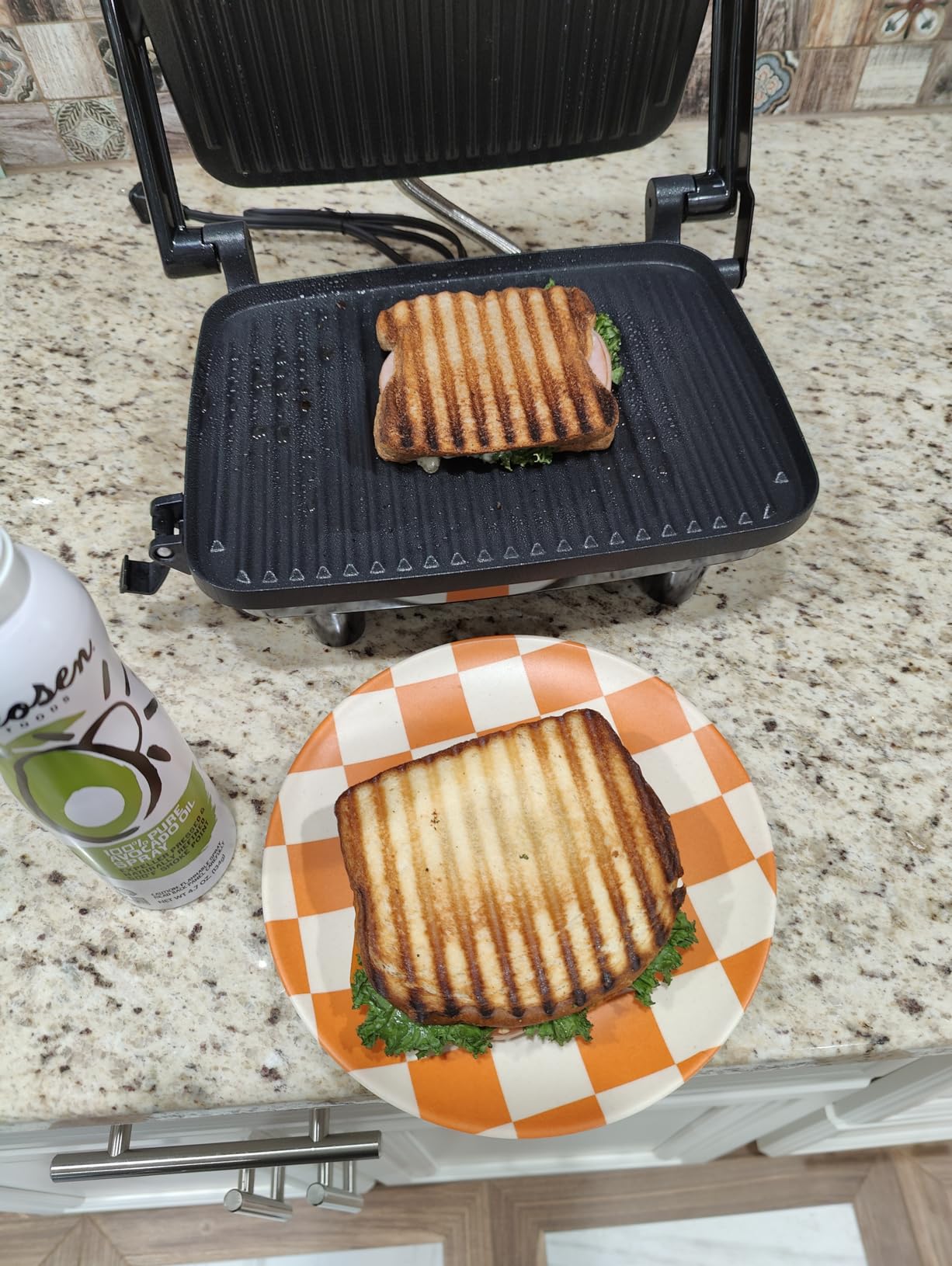 Hamilton Beach Panini Press, Sandwich Maker & Electric Indoor Grill | Floating Hinge Evenly Cooks Any Sandwich | Locking Lid | PFAS-Free Non-Stick 8