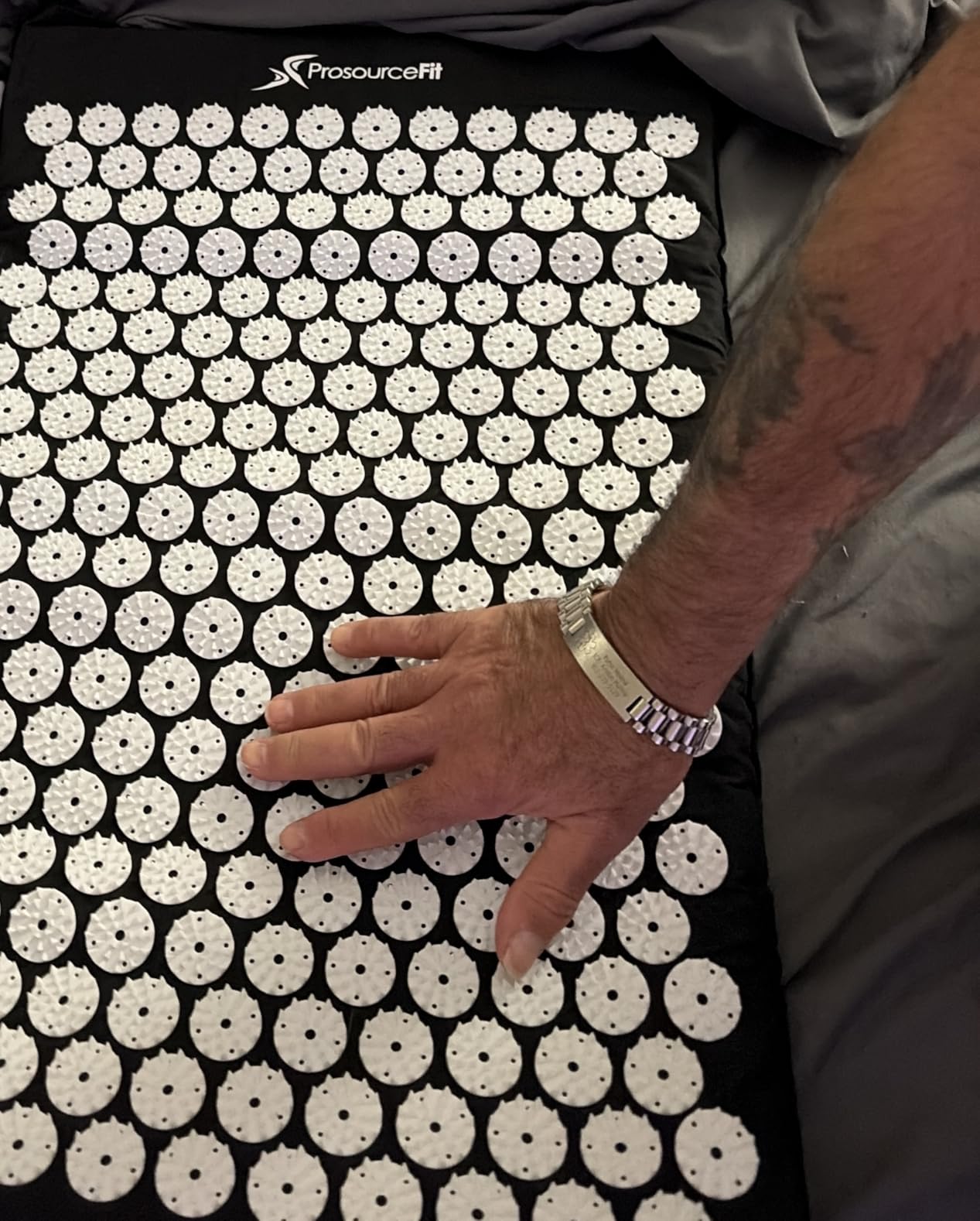 ProsourceFit Acupressure Mat and Pillow Set for Back/Neck Pain Relief and Muscle Relaxation, Grey customer photo 1