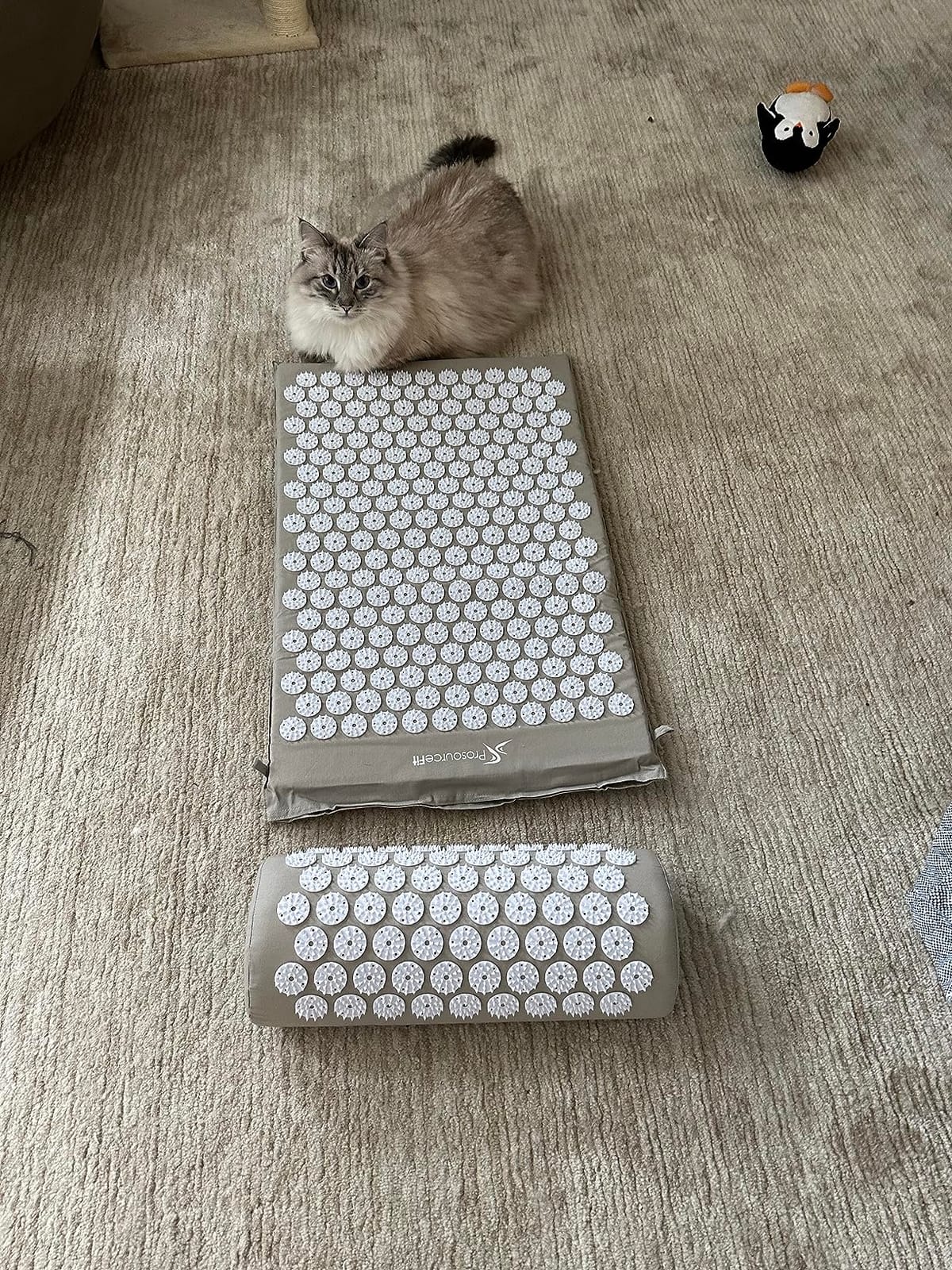 ProsourceFit Acupressure Mat and Pillow Set for Back/Neck Pain Relief and Muscle Relaxation, Grey customer photo 2