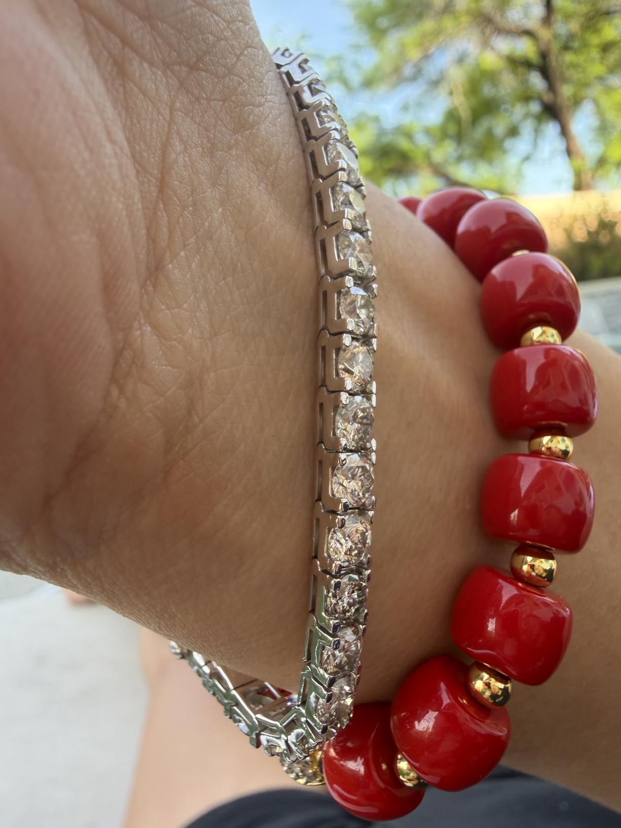 Houston Diamond District 3 to 22 CT Mined Natural Diamond Tennis Bracelet | 14K White Gold Round Cut 4 Prong Tennis Bracelet Jewelry for Women in Solid Gold Value Plus Collection customer photo 1