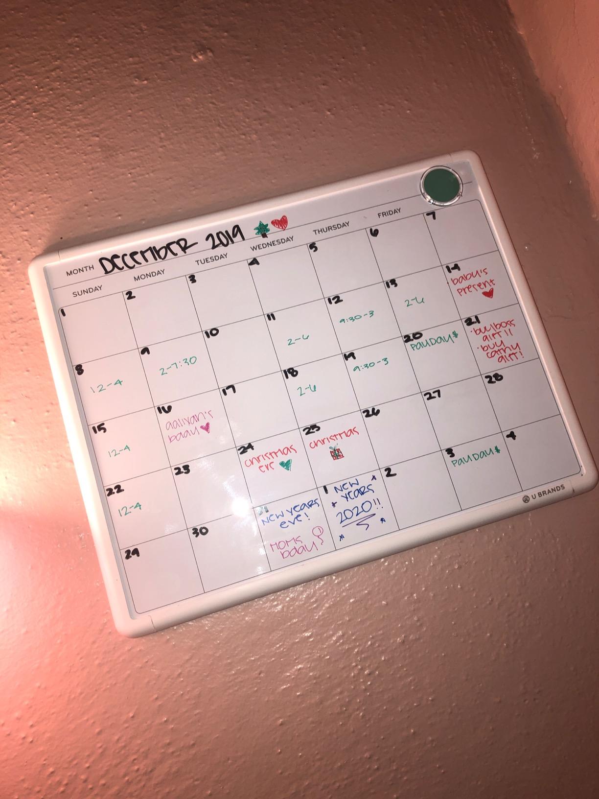 U Brands Magnetic Monthly Calendar Whiteboard, 14