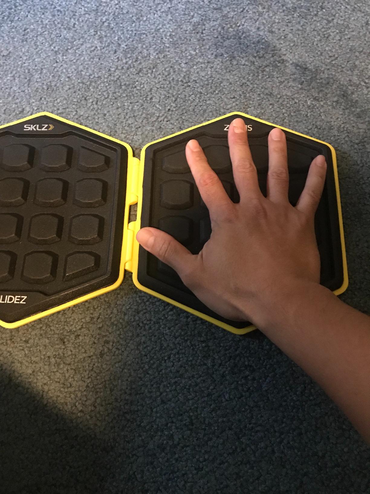 SKLZ Slidez Dual-Sided Exercise Glider Discs for Core Stability Exercises for Hands & Feet, Standard Use, Yellow customer photo 1