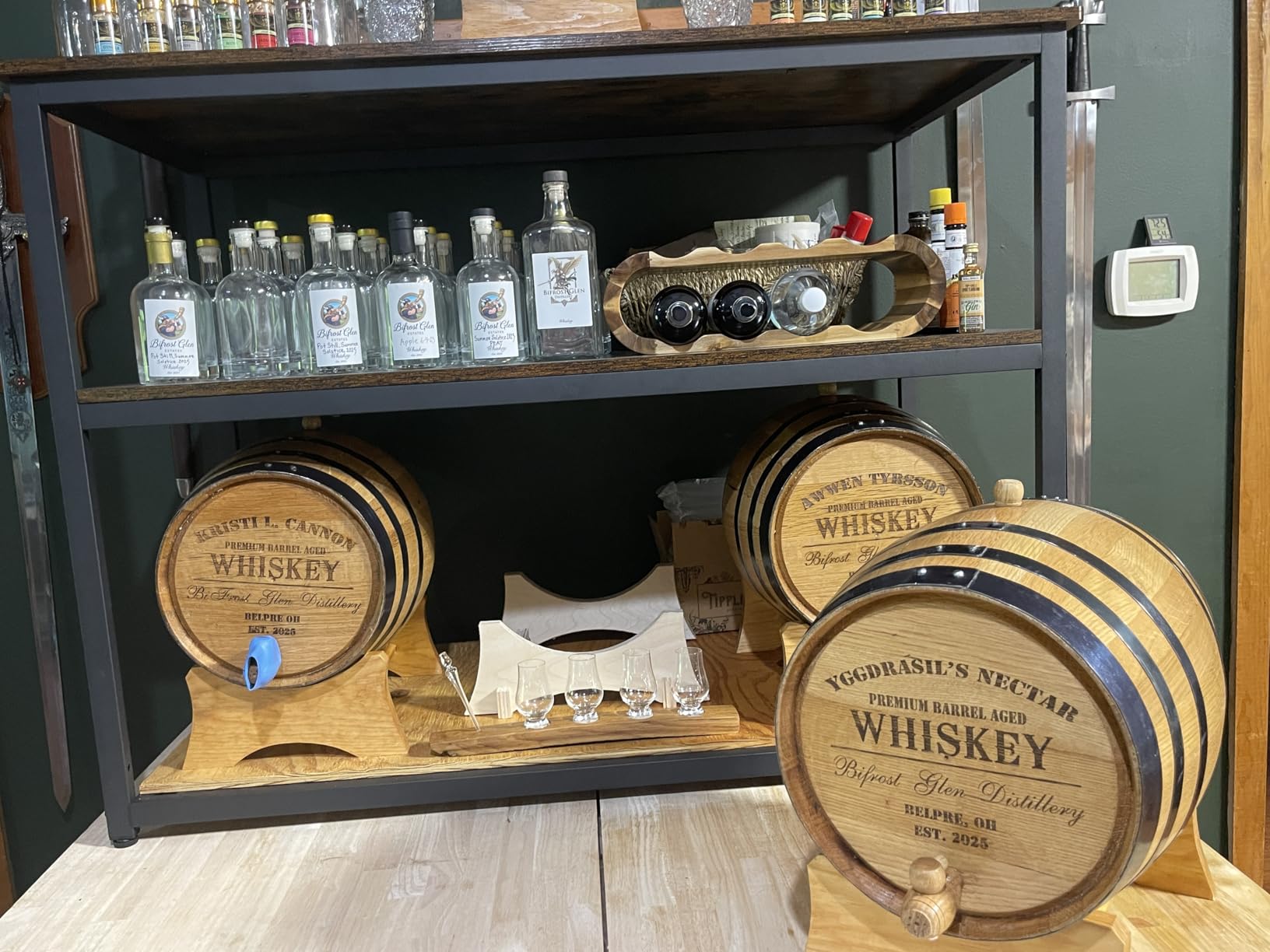 Personalized 1 Liter Charred American Oak Aging Barrel & Liquor Dispenser | Home Distilling Kit With Wood Stand, Bung & Spigot, 1L Mini Whiskey Barrel Keg for Aging Bourbon, Rum, Wine & Cocktails customer photo 1
