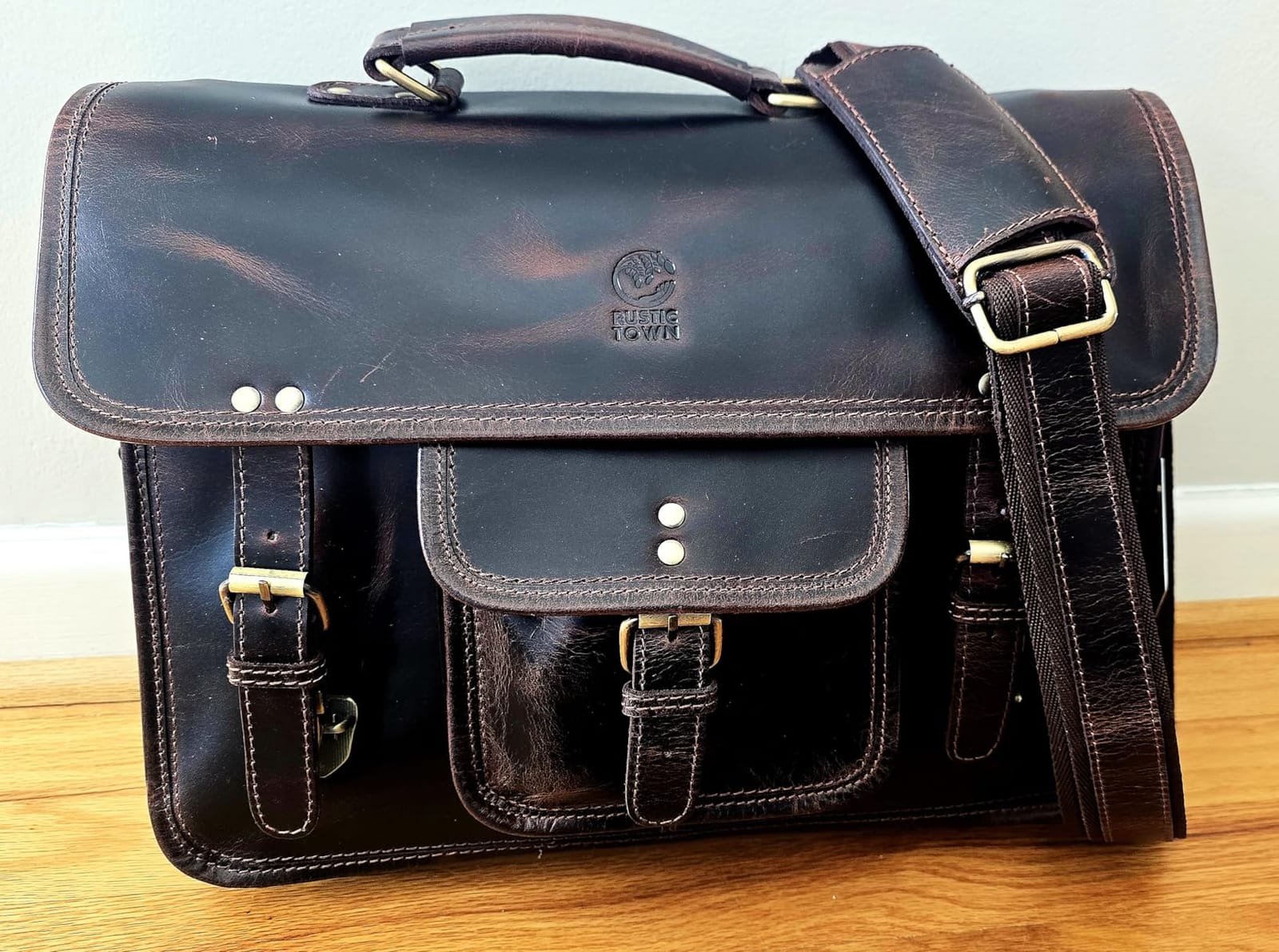 Leather Messenger Bag for Men - 16 Inch Laptop Briefcase, Office Satchel customer photo 2