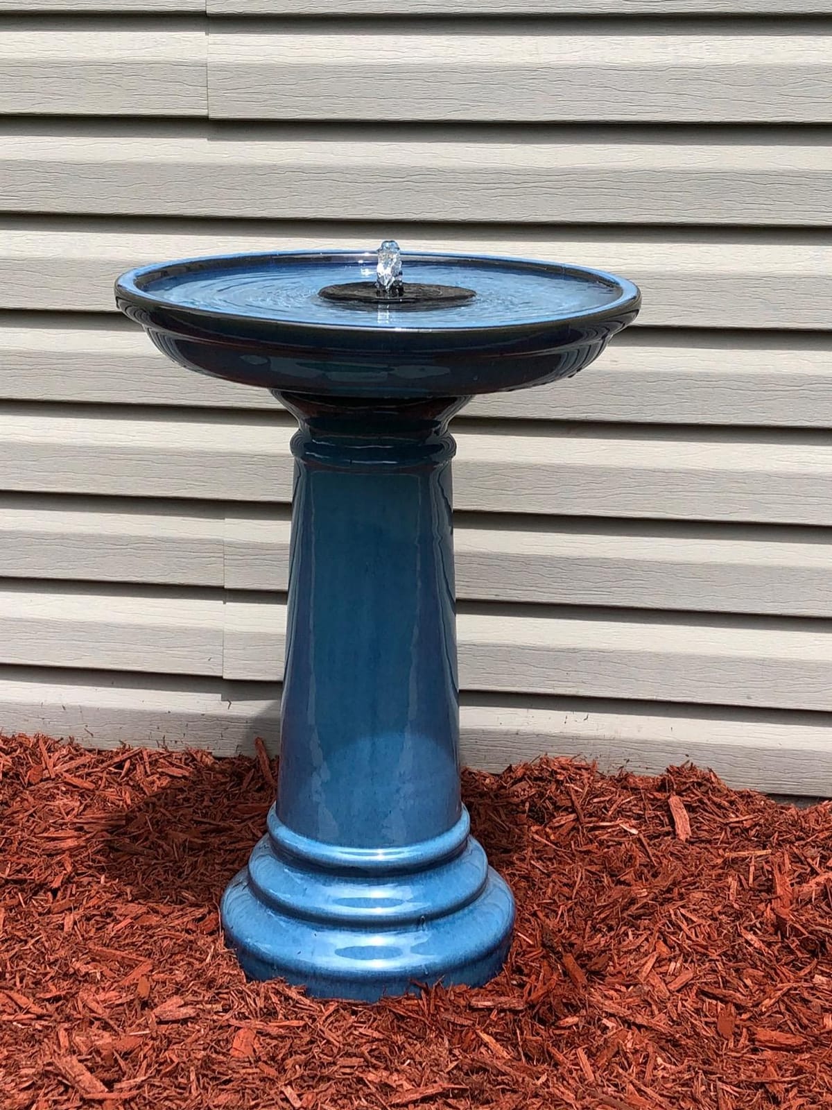 Smart Solar Aviatra Outdoor Ceramic Birdbath with Pedestal Stand and Glossy Finish, Elegant Traditional Birdbath for Garden, Blue customer photo 1