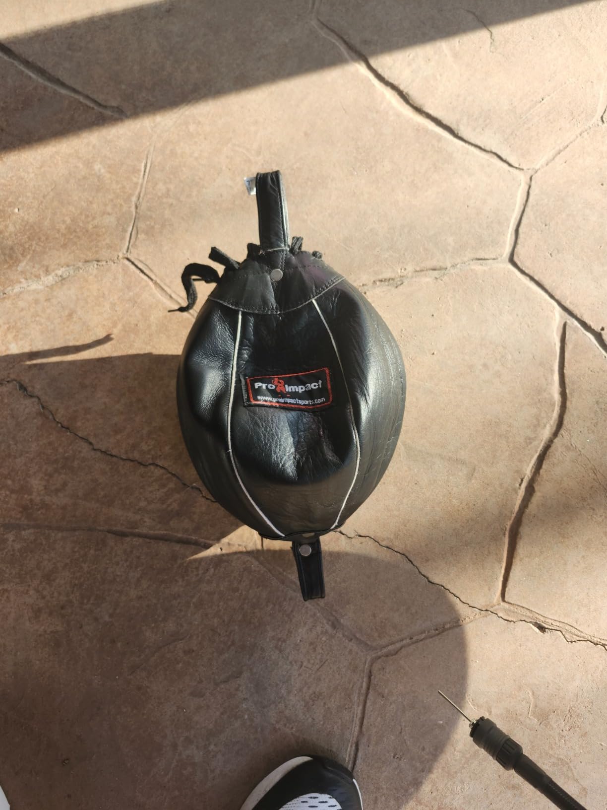 Genuine Leather Double End Boxing Punching Bag - Speed Striking & Dodge Training Ball for MMA, Muay Thai, Boxing, Gym Workout - Includes Cords & Hooks for Easy Setup customer photo 2