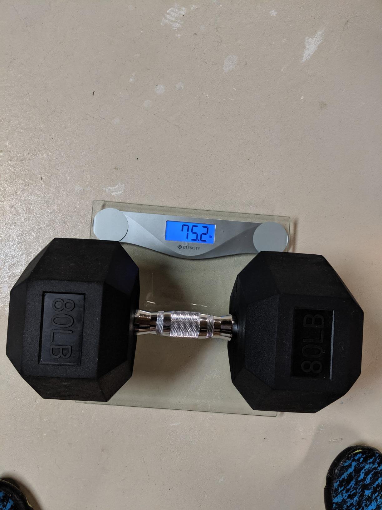 Titan Fitness Pair Rubber Coated Hex Dumbbells, Roll-Resistant Hexagonal Free Weights, Chrome-Coated Handles with Knurling, Strength Training Equipment customer photo 1
