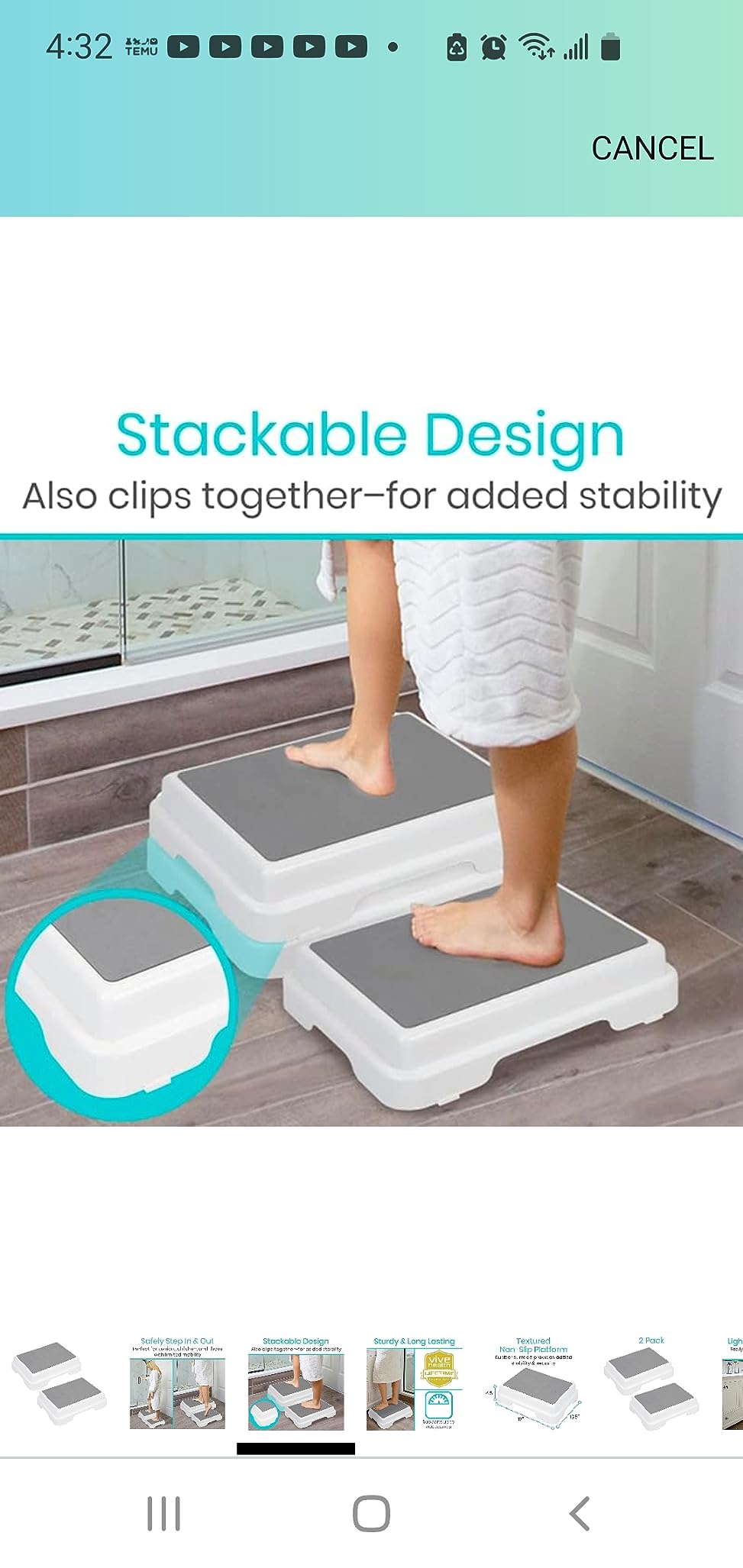 Vive Bath Shower Step Stool (4.5