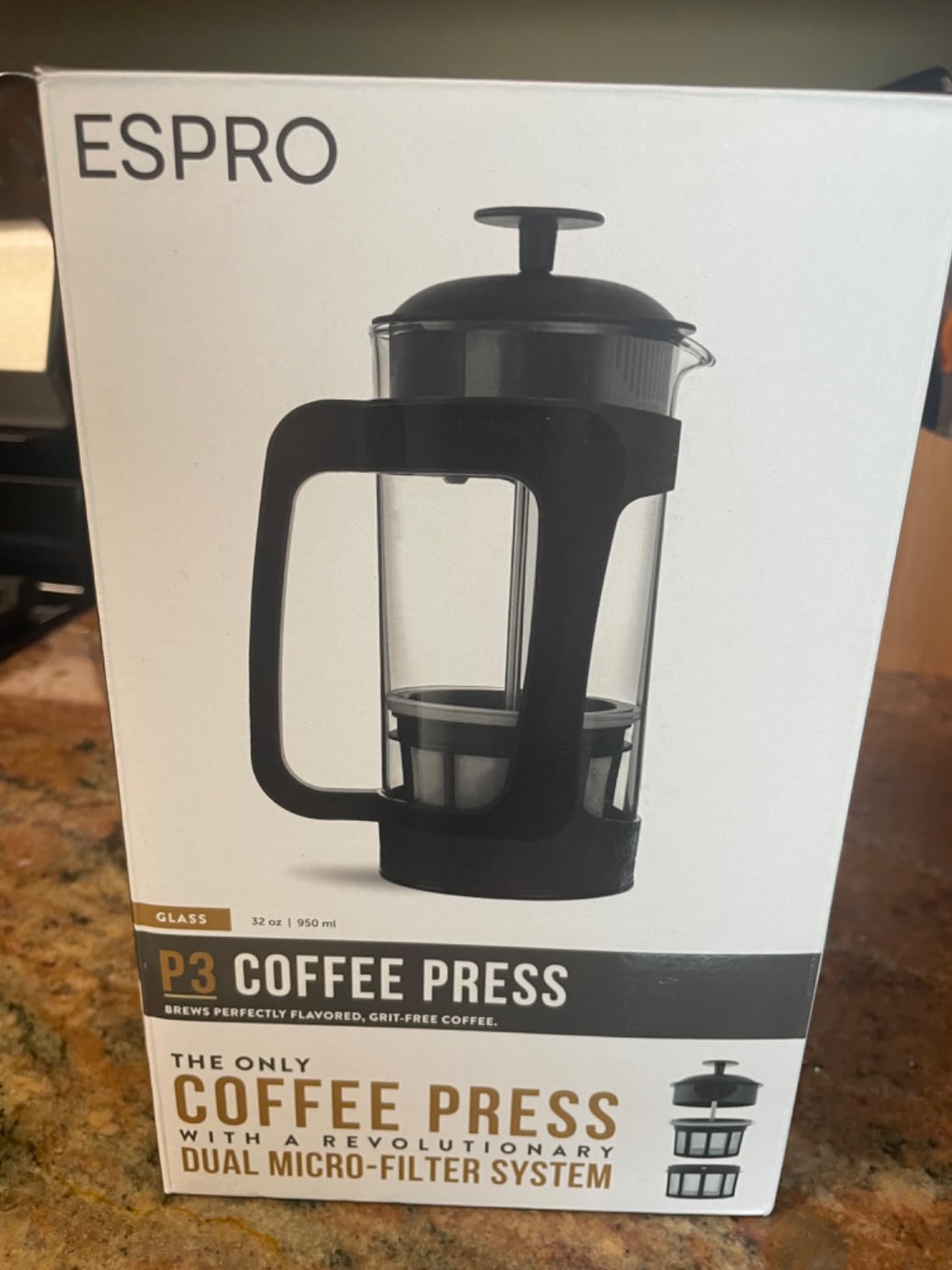 ESPRO P5 French Press Coffee Maker, 32oz, Polished, Stainless Steel Press | Double Filter Coffee Press, Thicker Borosilicate Heat Resistant Glass French Press, Tea Press, Easy Coffee Brewer customer photo 1