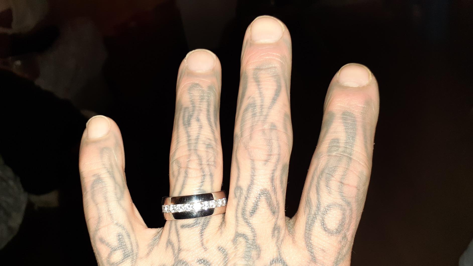 Marimor Jewelry His and Hers Stainless Steel Princess Wedding Ring Set and Eternity Wedding Band customer photo 1