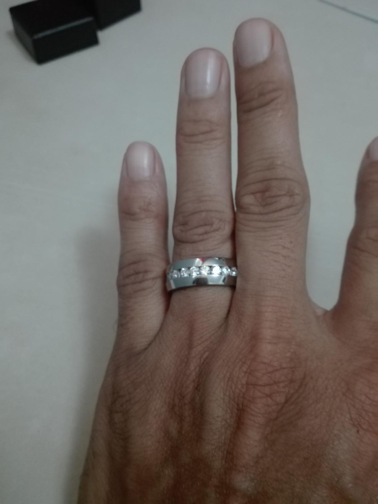 Marimor Jewelry His and Hers Stainless Steel Princess Wedding Ring Set and Eternity Wedding Band customer photo 2