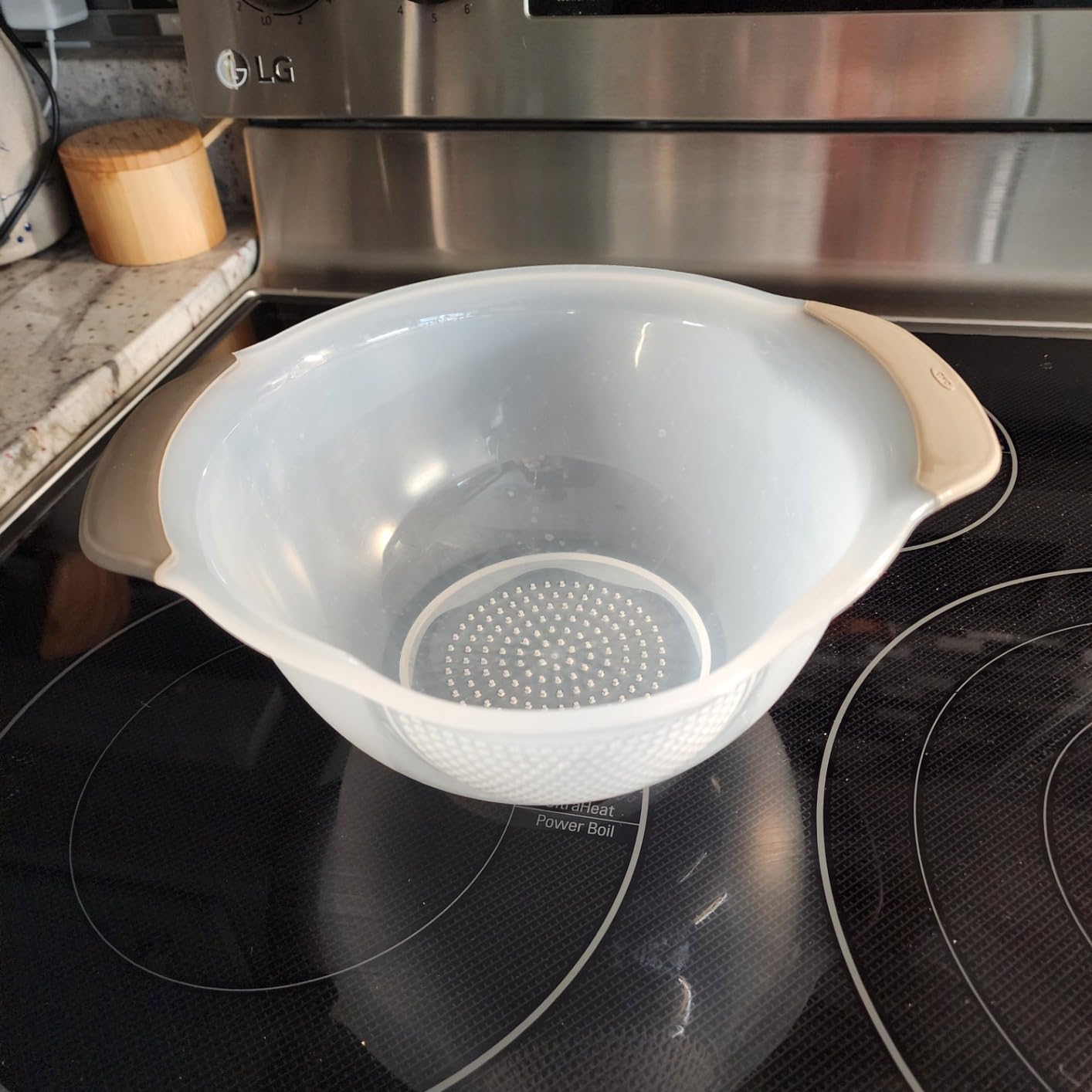 OXO Good Grips Rice & Small Grains Washing Colander | Strainer for Rinsing Grains, Extra Drain Holes to Remove Excess Water, Non-Slip Handles, Ideal for Rice, Quinoa, and Barley customer photo 1