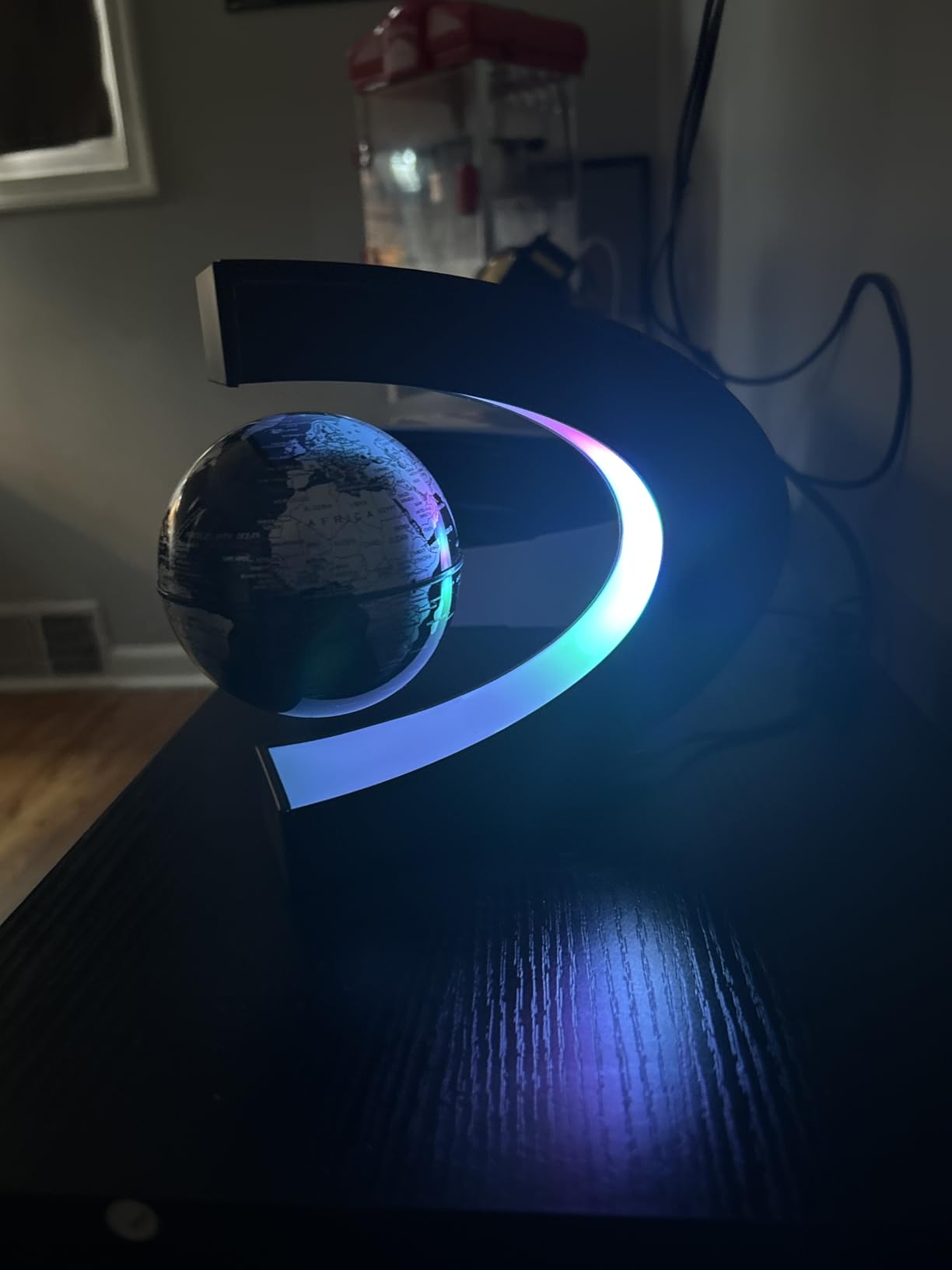 Magnetic Levitating Globe with LED Light | Cool Tech Gift for Men Father | Boys Birthday Gifts for Him | Floating Globes World Office Desk Accessories Tech Gadgets Home Decor Display- Black customer photo 2