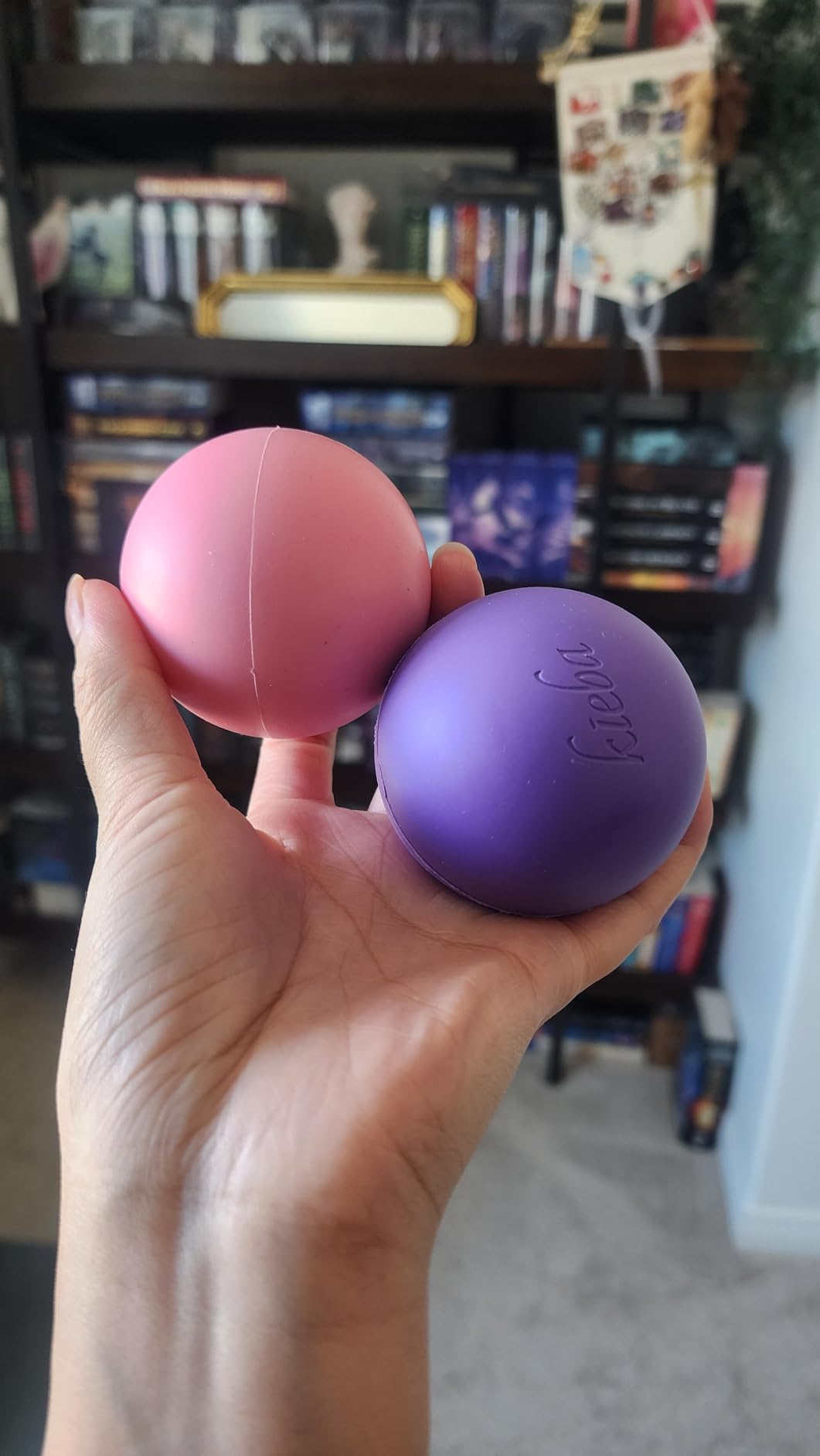 Massage Lacrosse Balls for Myofascial Release, Trigger Point Therapy, Muscle Knots, and Yoga Therapy. Set of 2 Firm Balls (Blue and Red) customer photo 1