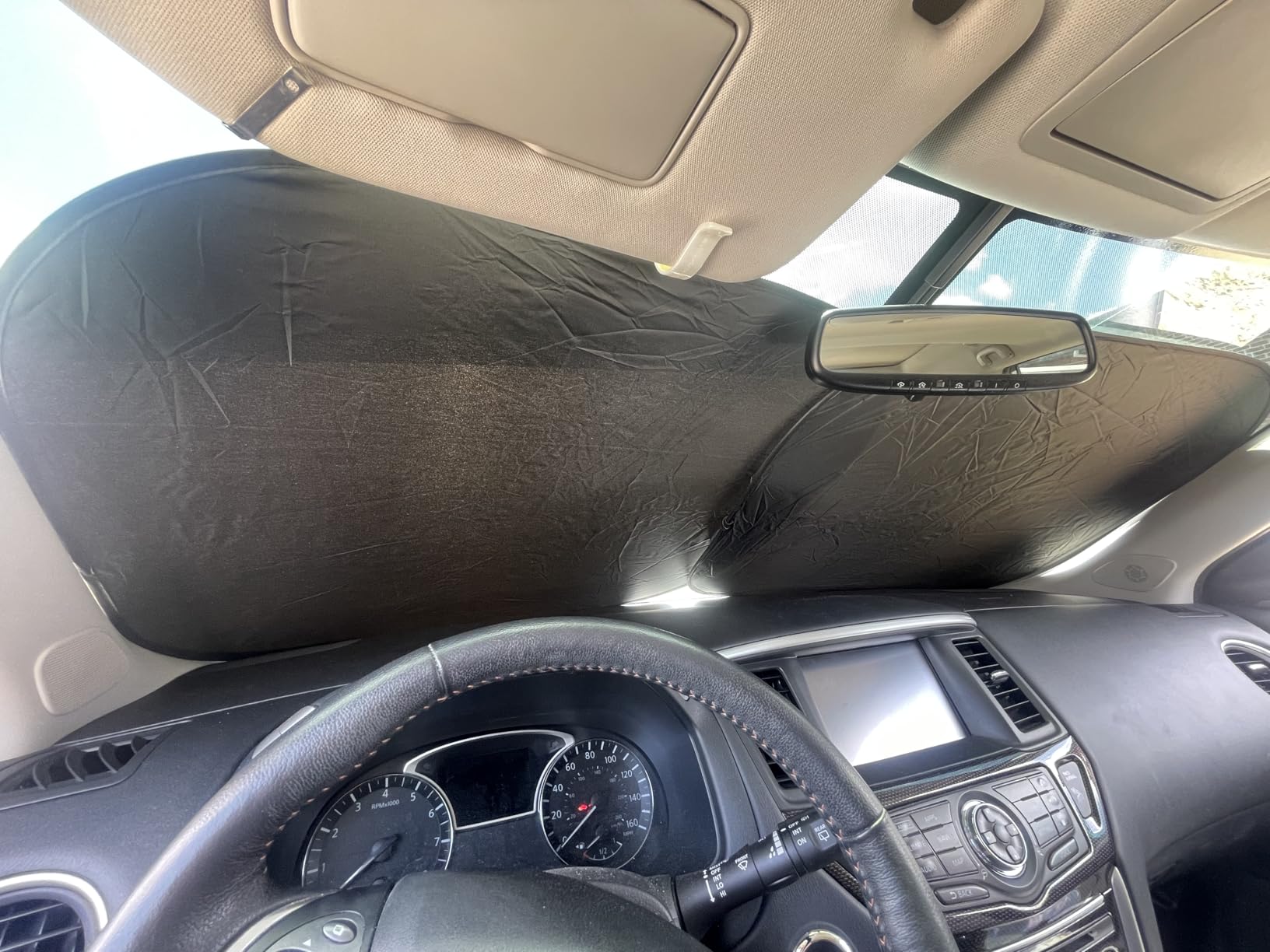 EzyShade Car Windshield Sun Shade. See Vehicle Size-Chart. Medium (M) Size | Foldable 2-Piece Sunshade with Shield-X Reflective Technology. Sun Visor for SUV, Truck, Car Front Windshield customer photo 1