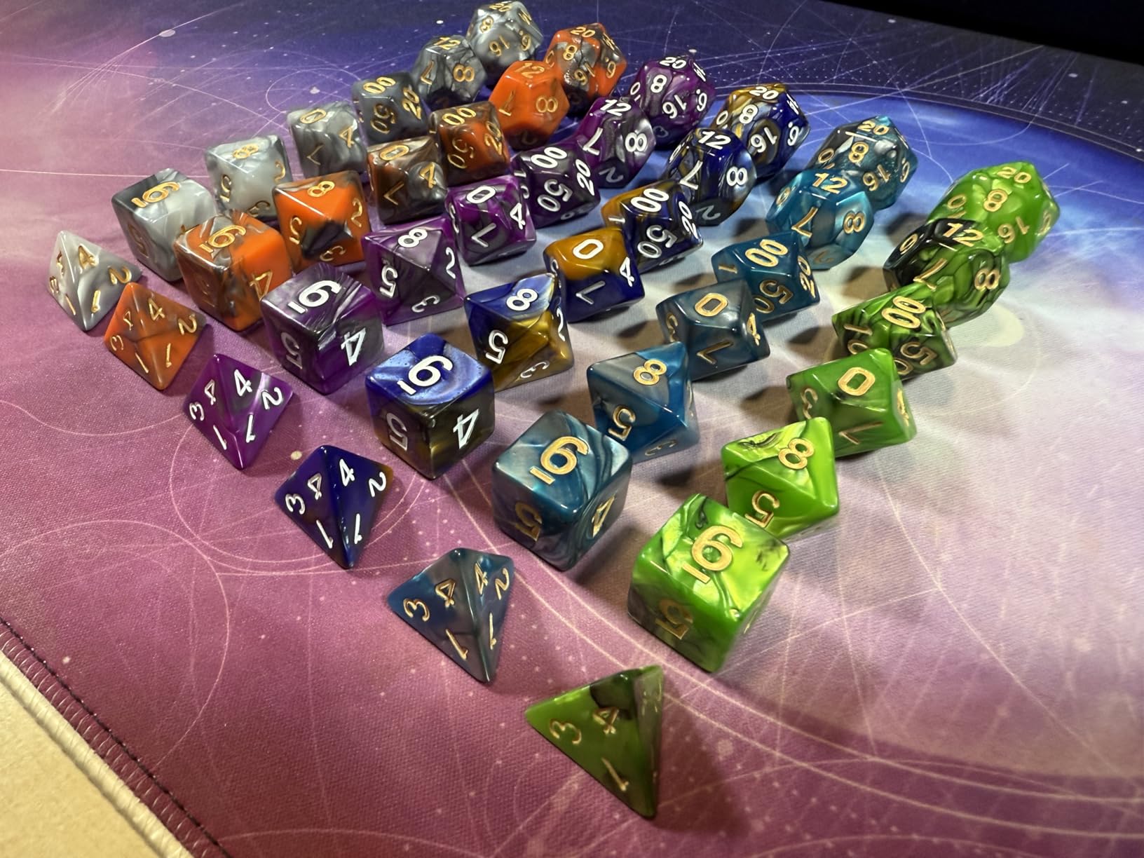 SmartDealsPro 5 x 7-Die Double-Colors Polyhedral Dice Sets with Pouches for D&D DND RPG MTG Dungeon and Dragons Table Board Roll Playing Games D4 D6 D8 D10 D% D12 D20 customer photo 2