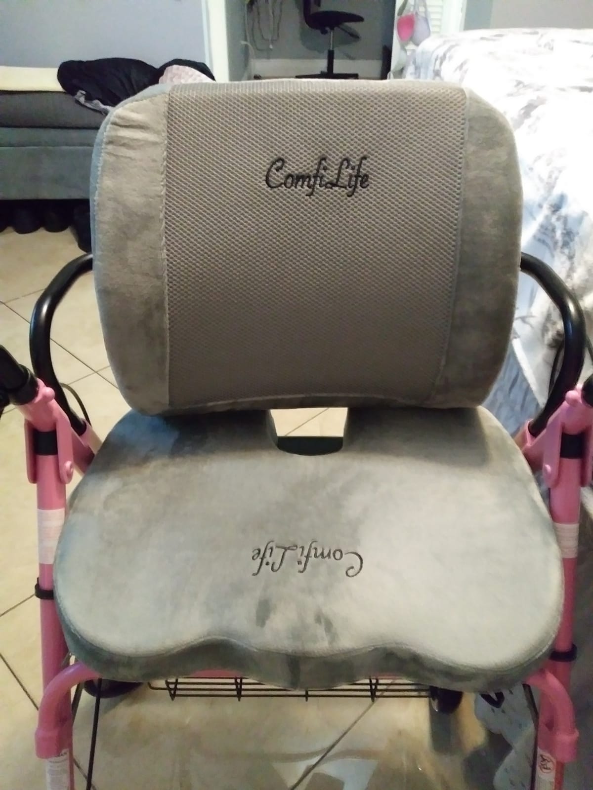 ComfiLife Lumbar Support Back Pillow Office Chair and Car Seat Cushion - Memory Foam with Adjustable Strap and Breathable 3D Mesh (Gray) customer photo 1