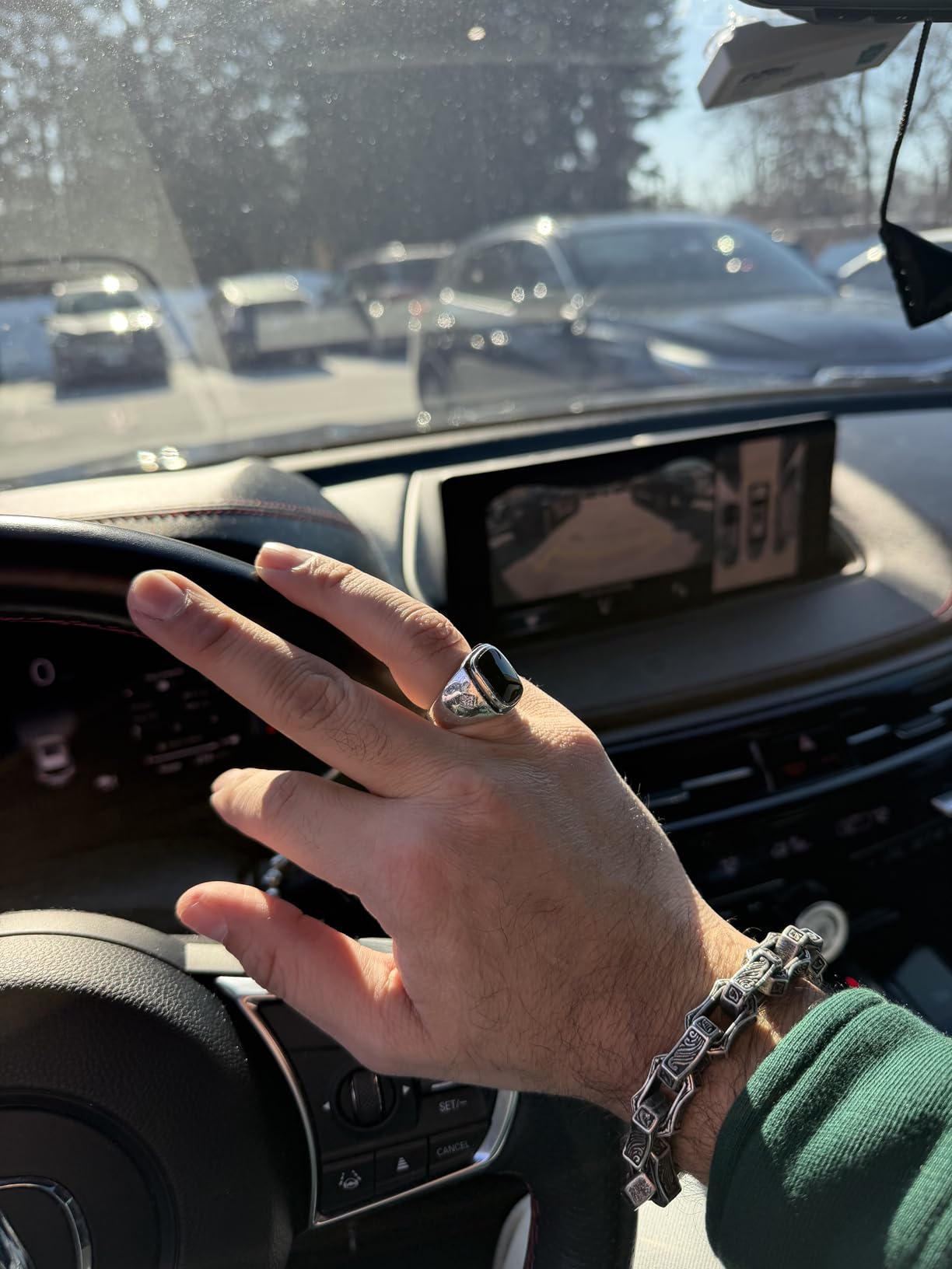 PEORA Men's Genuine Black Onyx Knight Signet Ring 925 Sterling Silver, Large 15x12mm Cushion Cut Sizes 8 to 13 customer photo 1