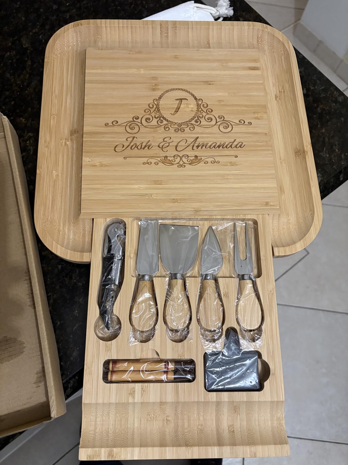 Charcuterie Boards Gift Set, Bamboo Cheese Board with Serving Accessories | House Warming Gifts New Home, Birthday Gifts for Women, Gifts for Men and Mom, Wedding, Bridal Shower, Anniversary Present customer photo 2