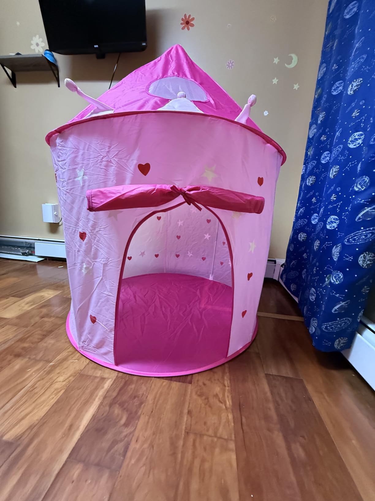 Playz 5pc Princess Castle Play Tent for Kids Glow in Dark Pink Princess Pit | Playhouse w/ Costume, Princess Tent for Toddlers, Kids Play Tent Indoor, Kids tent indoor pop up pink tent for girls 3+ customer photo 1