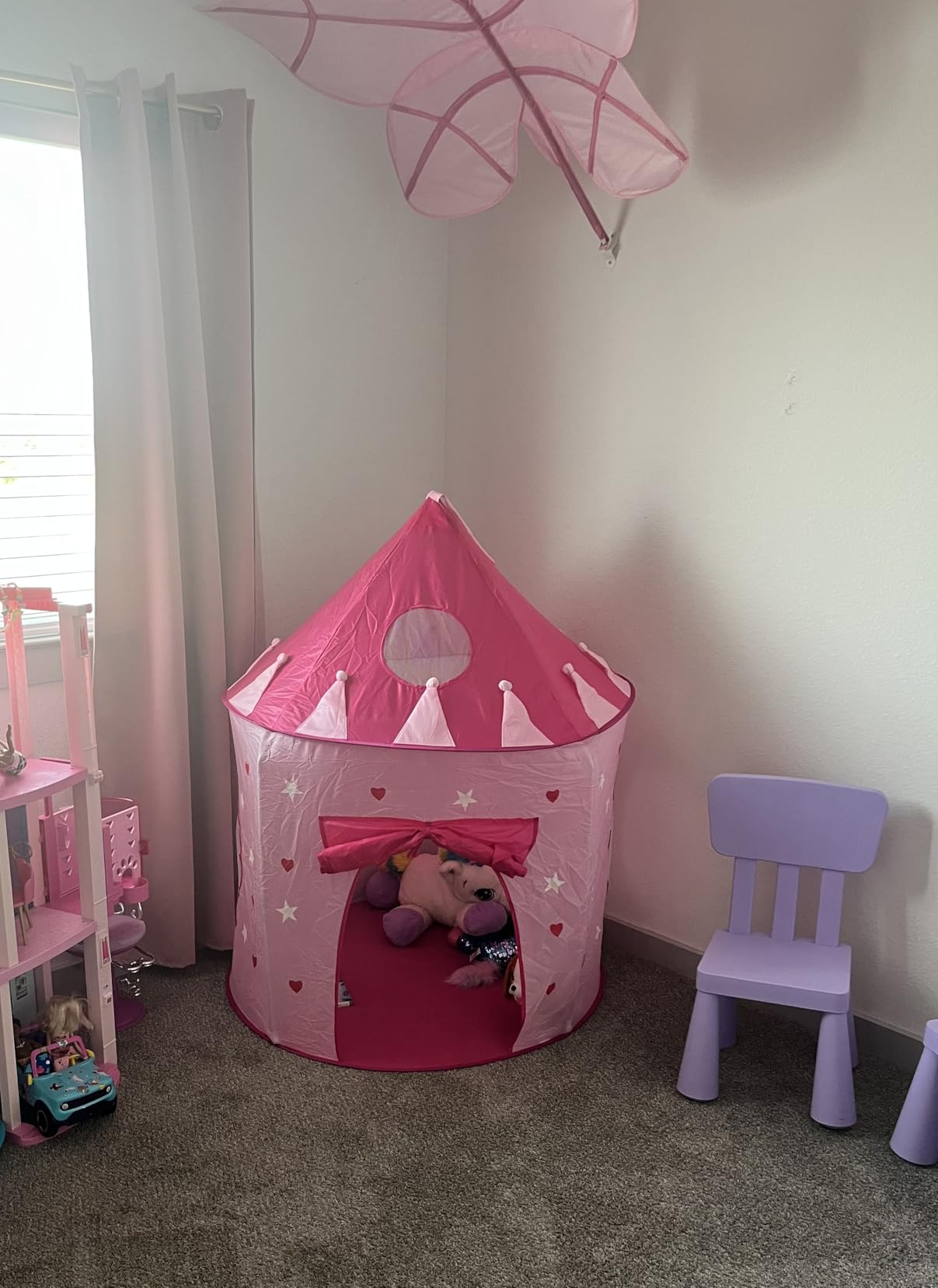 Playz 5pc Princess Castle Play Tent for Kids Glow in Dark Pink Princess Pit | Playhouse w/ Costume, Princess Tent for Toddlers, Kids Play Tent Indoor, Kids tent indoor pop up pink tent for girls 3+ customer photo 2