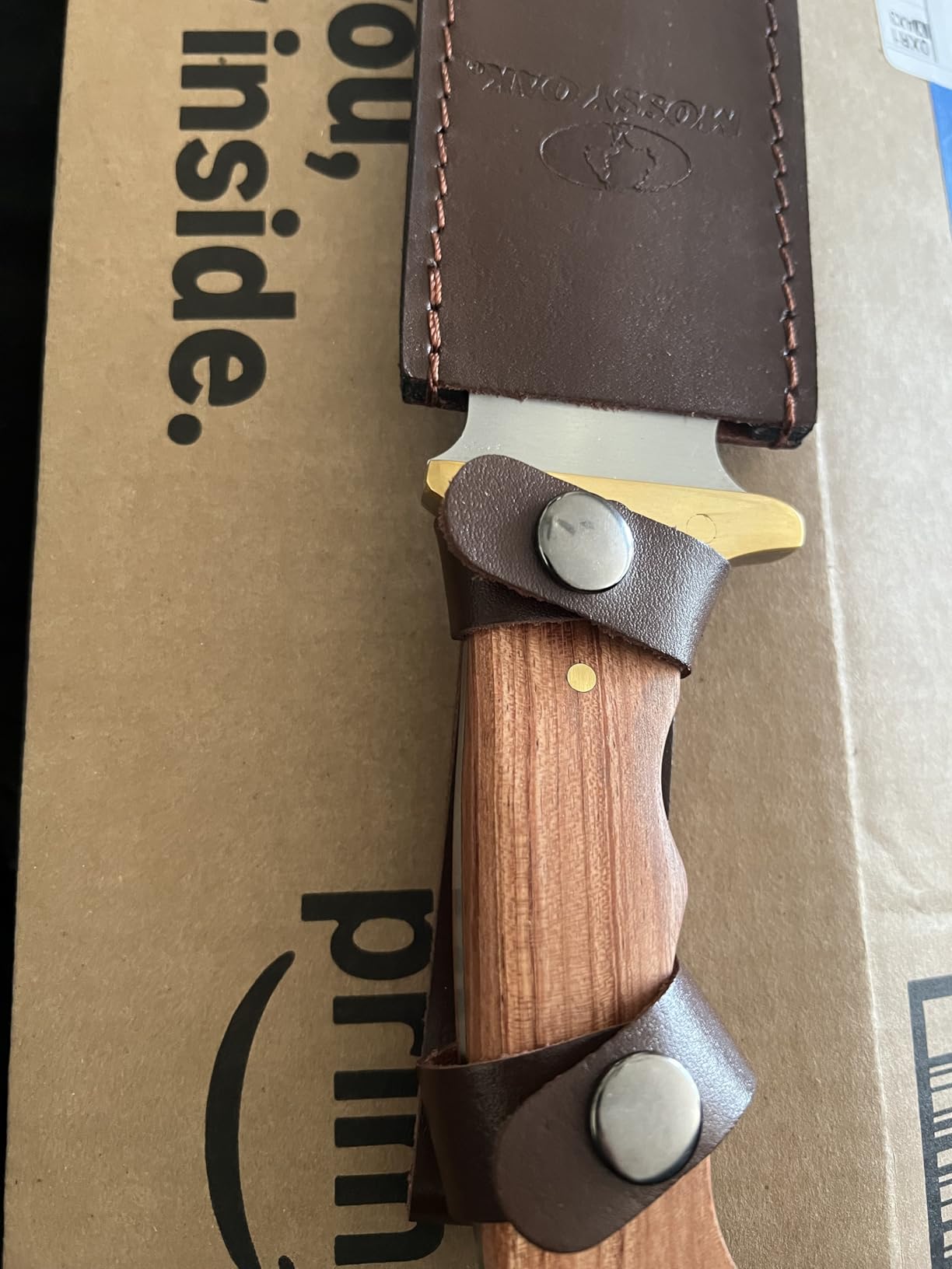 Mossy Oak 14-inch Bowie Knife, Hunting Knife with Wood Handle | Full-tang Fixed Blade, Leather Sheath, Hunting Knives for Camping, Hiking, Survival customer photo 1