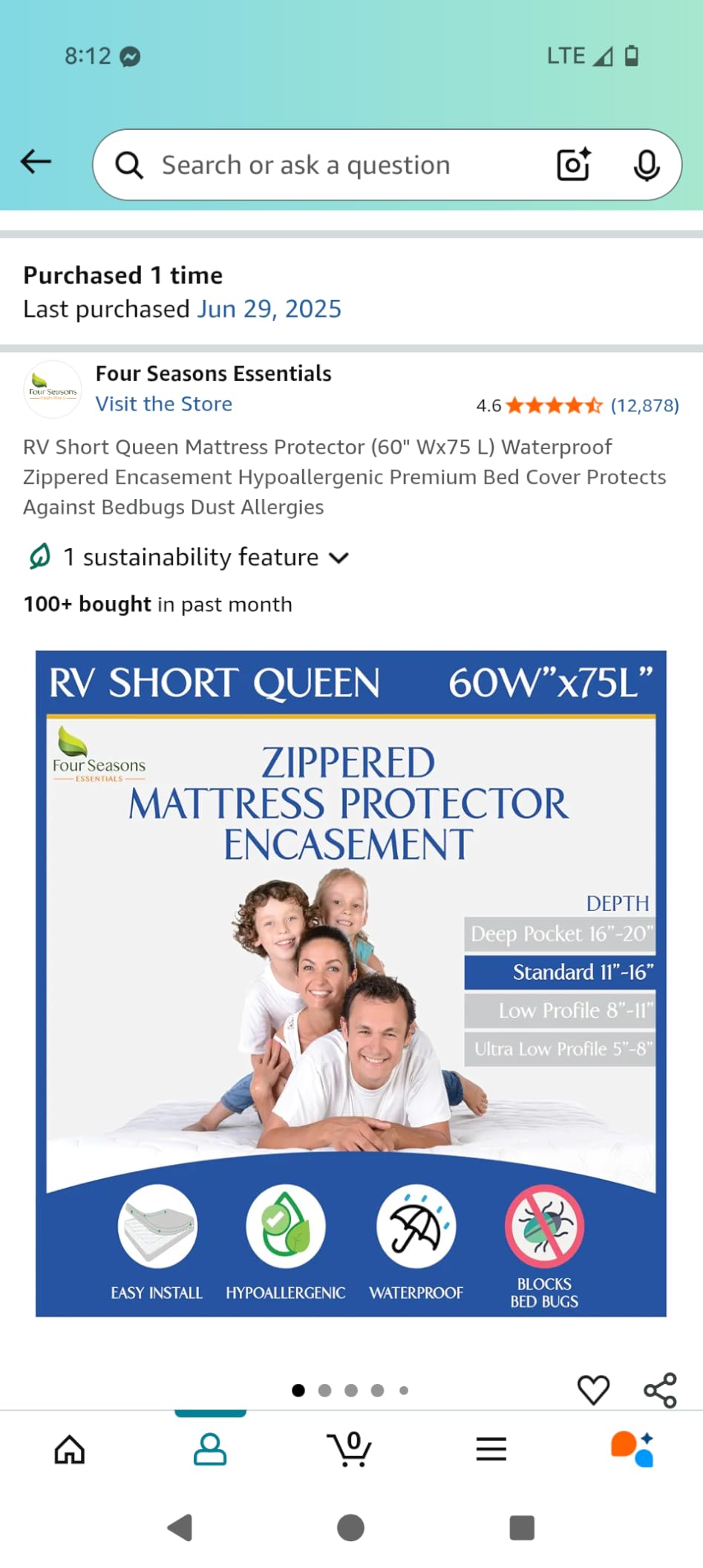 Queen Size Mattress Protector Waterproof Zippered Cover Premium Quality Encasement White customer photo 1
