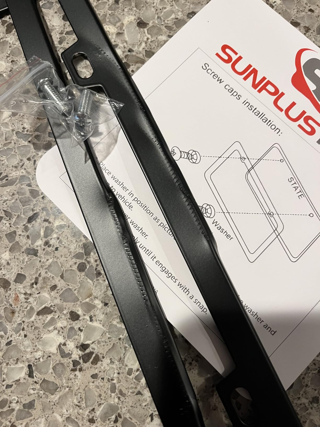 SunplusTrade License Plate Frame Black Matte Powder Coated Aluminum with Screw Caps (2 Pieces) customer photo 1