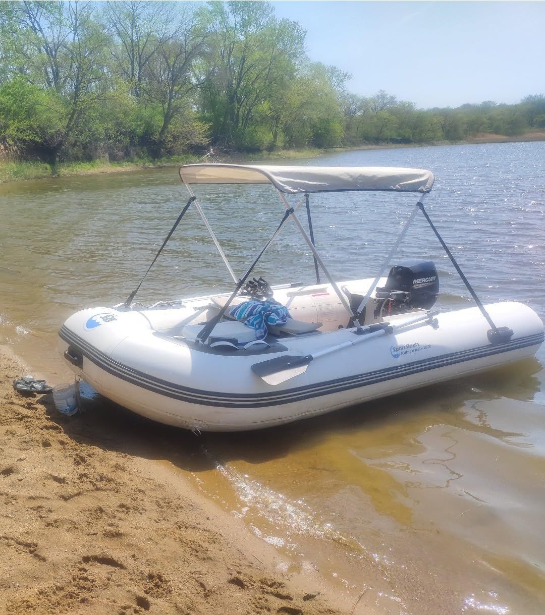 Killer Whale 10.8' Inflatable Dinghy | Aluminum Floor Dinghy with Durable Heat-Welded PVC | 5 Person Inflatable Dinghy | 15HP Motor Ready | Rigid aluminum hard floor | 1,268 lb max load customer photo 1
