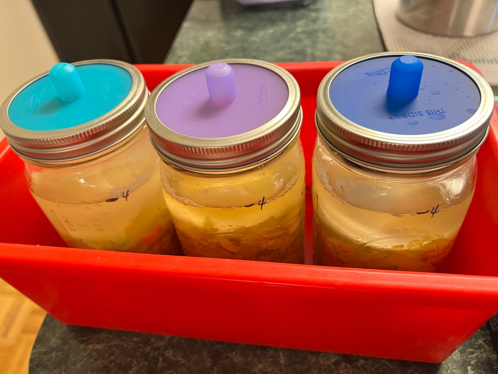 Masontops Complete Mason Jar Fermentation Kit - Pickle Kit, Sauerkraut Making Kit Kimchi Container - Fermentation Airlock Lids Wide Mouth Mason Jars customer photo 2