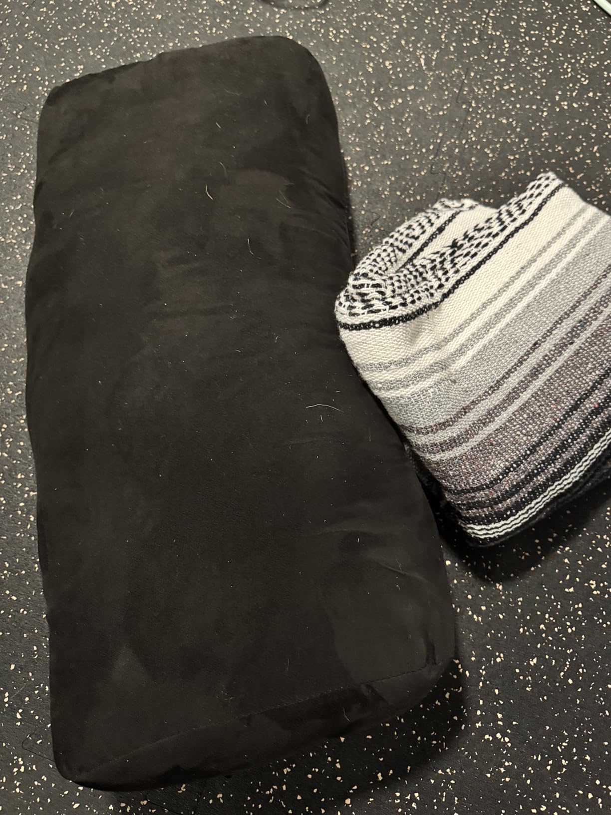 Gaiam Yoga Bolster Pillow, Supportive Cushion for Restorative Yoga | Firm cotton-filled bolster supports stretching & restorative poses. Carry handle, washable cover, yoga prop. customer photo 2