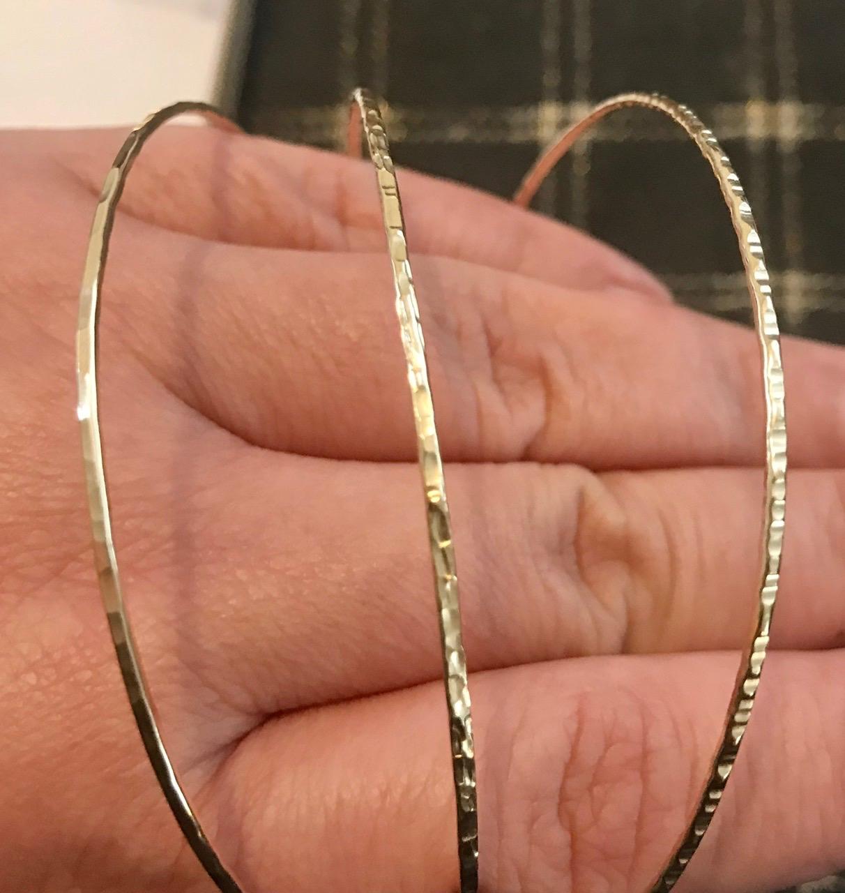 14k gold filled Bangles hammered slip on set of 3 textures, Mu-Yin Jewelry Handmade in USA customer photo 1