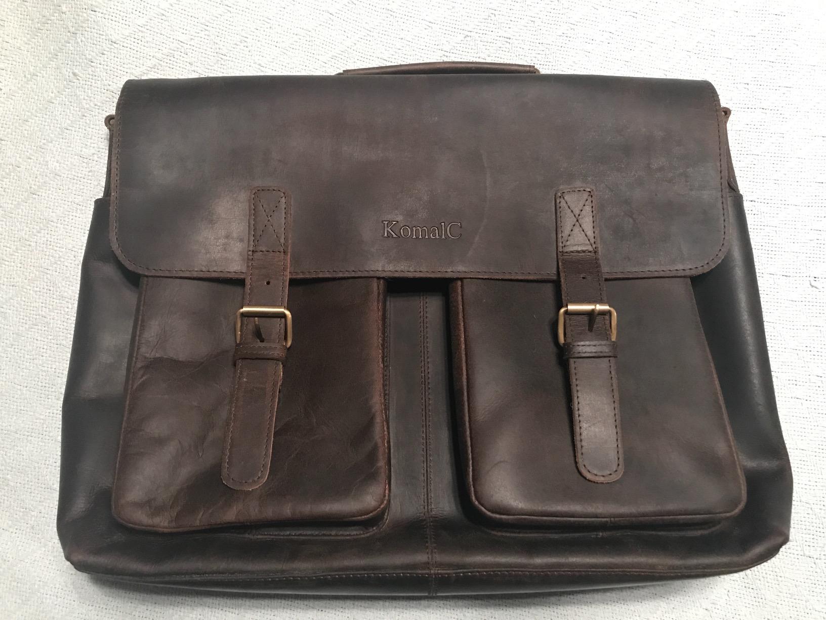 KomalC 16 Inch Leather briefcase Laptop Messenger Bags for Men and Women Best Office Satchel Bag customer photo 1