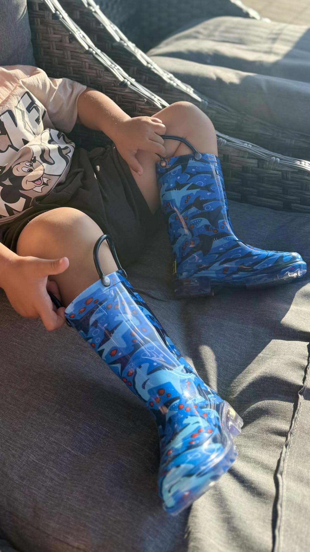 Kids Lighted Waterproof Pull On Rain Boot for Boys and Girls customer photo 1
