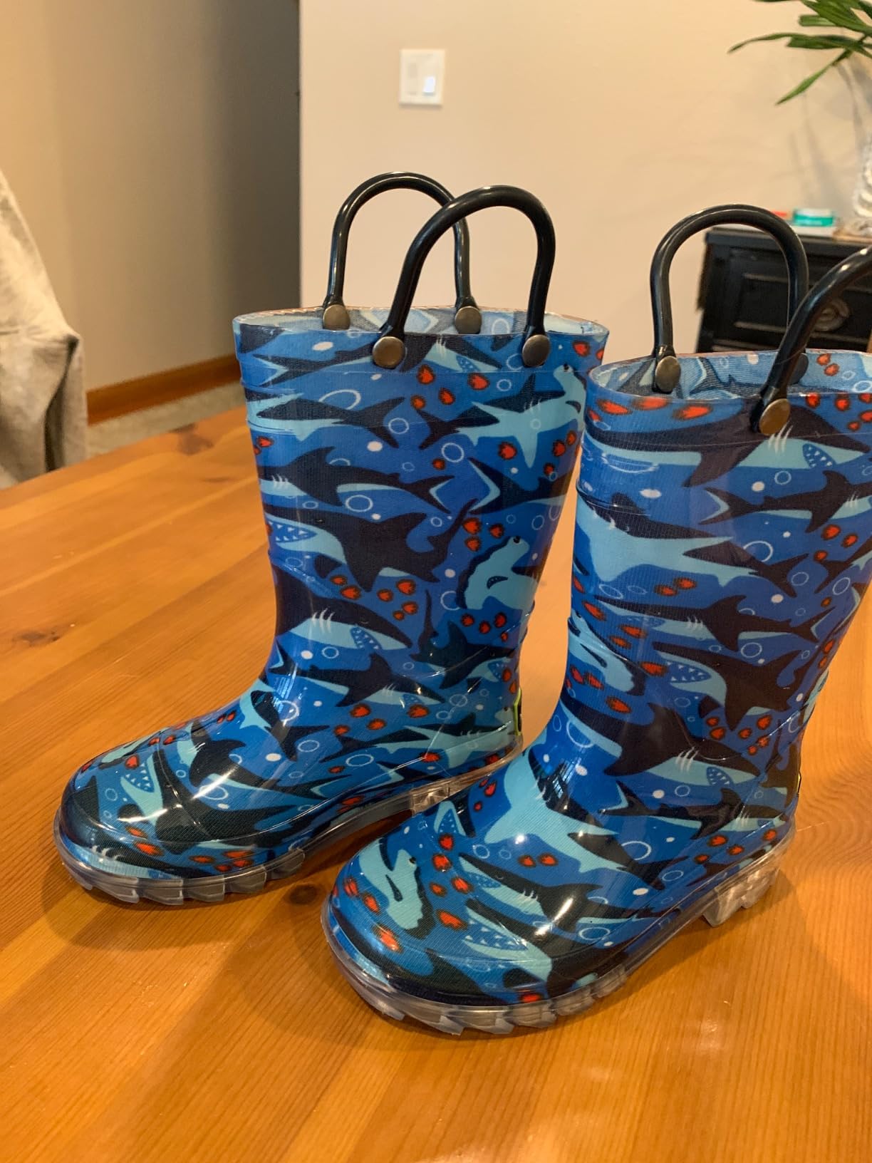 Kids Lighted Waterproof Pull On Rain Boot for Boys and Girls customer photo 2