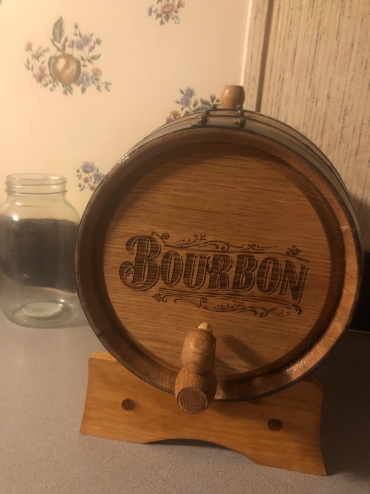 1 Liter Bourbon Aging Barrel Dispenser | Charred Wood Whiskey Bourbon Barrel, Handcrafted Mini Wooden Alcohol Liquor Dispenser, Spirit Aging Kit, Man Cave Gift customer photo 1