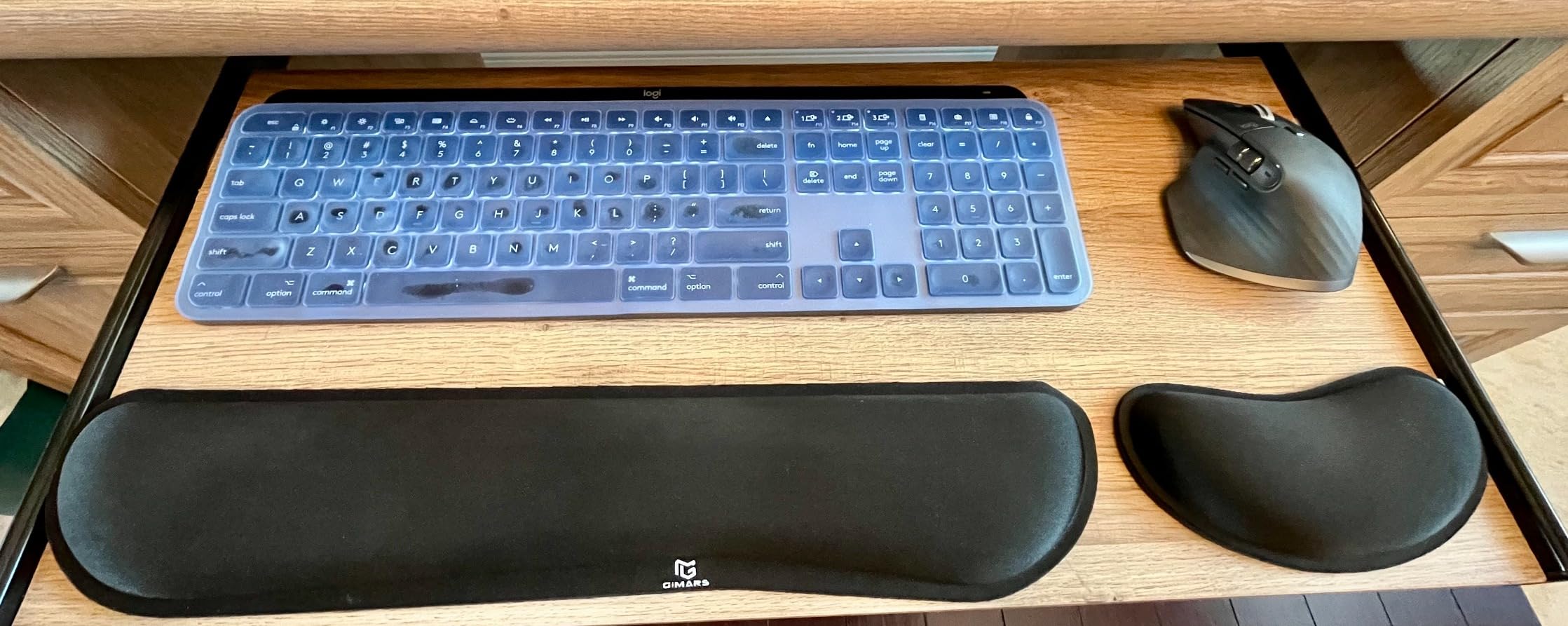 Gimars Upgrade Enlarge Silky and Superfine Fabric Gel Memory Foam Keyboard Wrist Rest Set, Ergonomic Keyboard Mouse Wrist Support for Typing Pain Relief, Comfort for Office, Gaming, Computer, Black customer photo 2