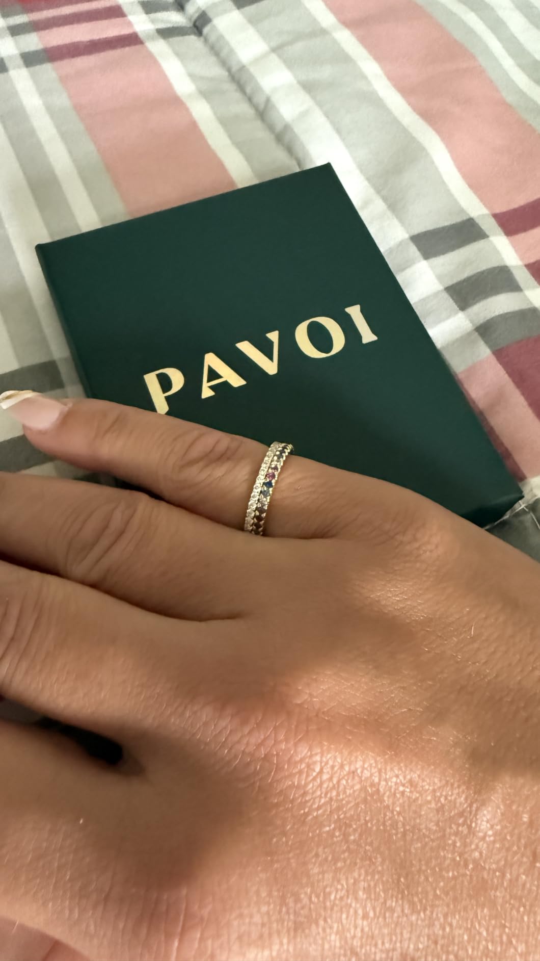 PAVOI 925 Sterling Silver Wedding Band for Women, 14K Gold Plated CZ Ring customer photo 1