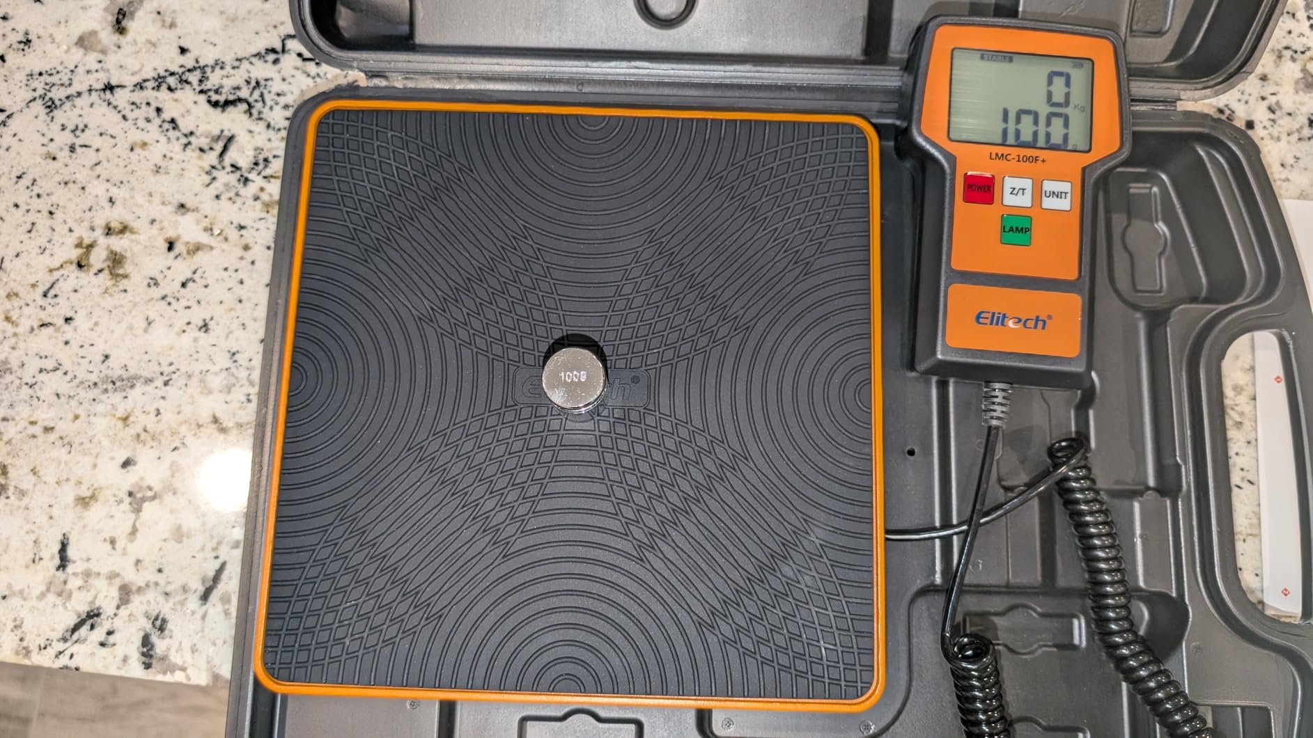 Elitech Refrigerant Scale 110 lbs, HVAC Scale with LB+OZ Display, LMC-100F+ | High Accuracy ±0.05% +5g, Dual Unit LB/OZ & Kg/g, 2g Resolution, Sturdy Metal Platform, Carry Case Included customer photo 2